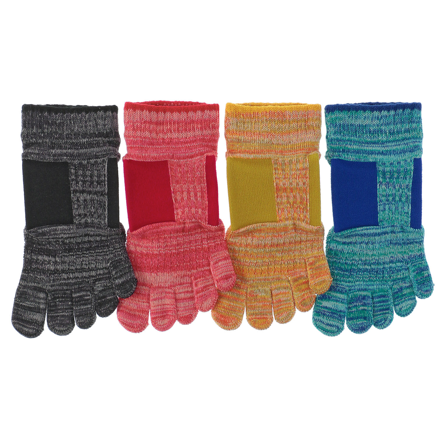 knitido ラン・エアークッション マーブルメッシュ アンクル 5本指ソックス - 画像4