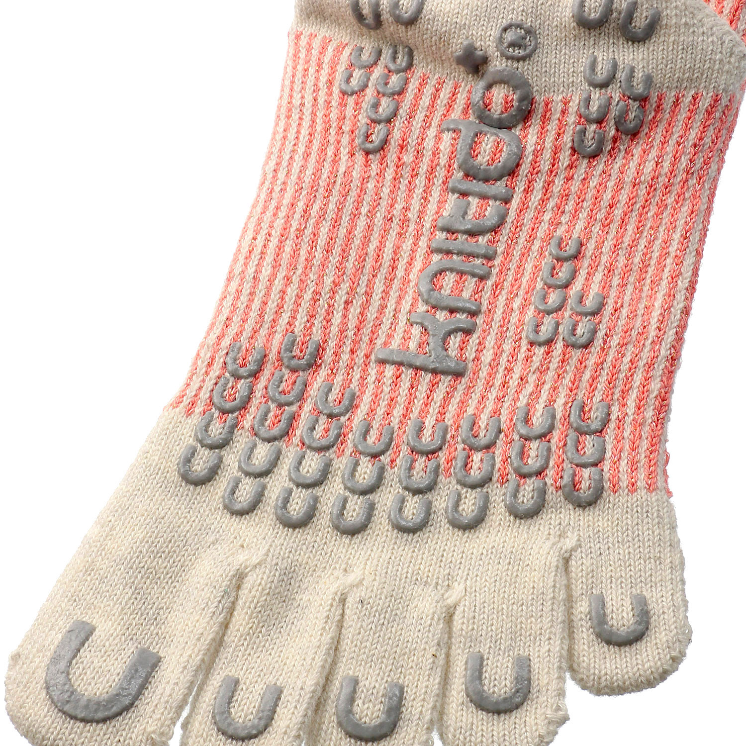 knitido コアグリップ ラメピンストライプ ハイクルー5本指ソックス - 画像7