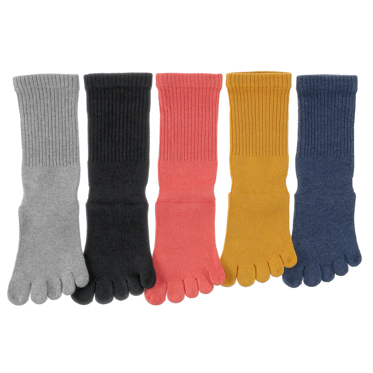 knitido カジュアル 綿スタンダード ロークルー 5本指ソックス - 画像3