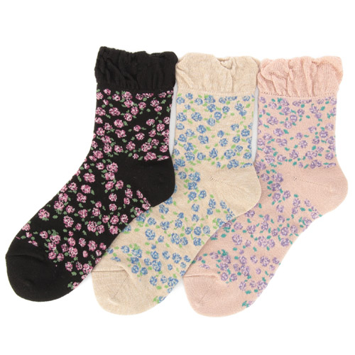 【復刻】 美容ソックス 小バラ柄【在庫限り】 - 画像1