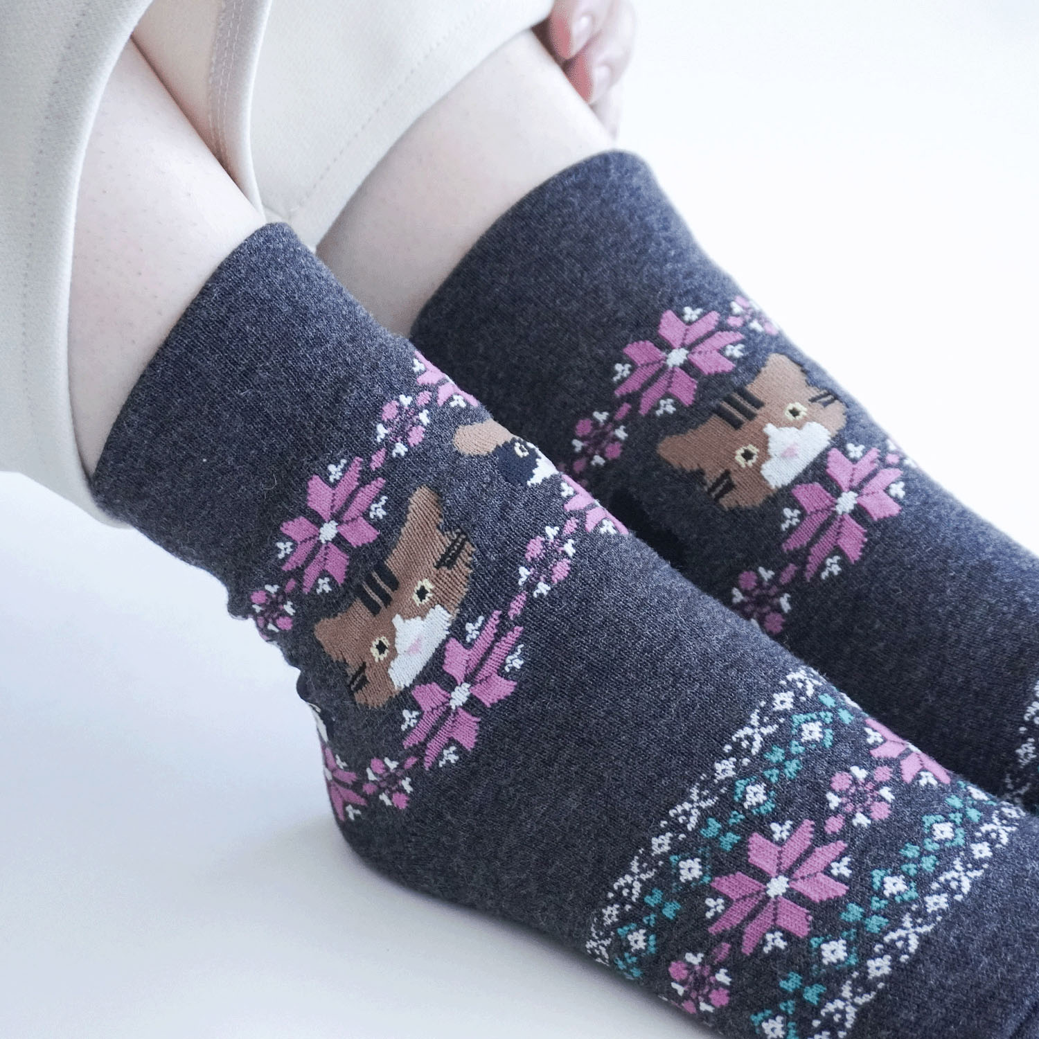 【新柄】 美容ソックス ノルディック×猫【在庫限り】 - 画像5