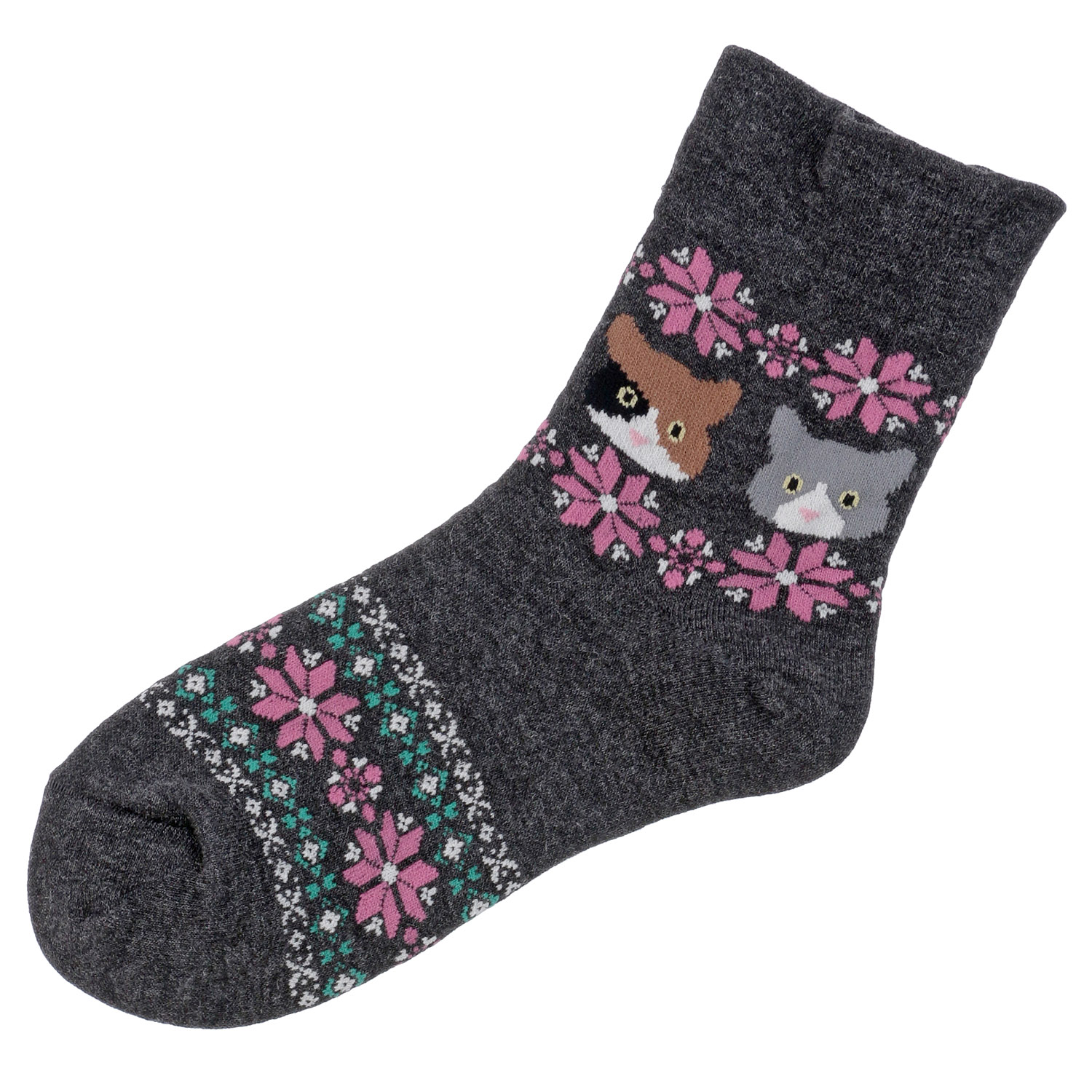 【新柄】 美容ソックス ノルディック×猫【在庫限り】