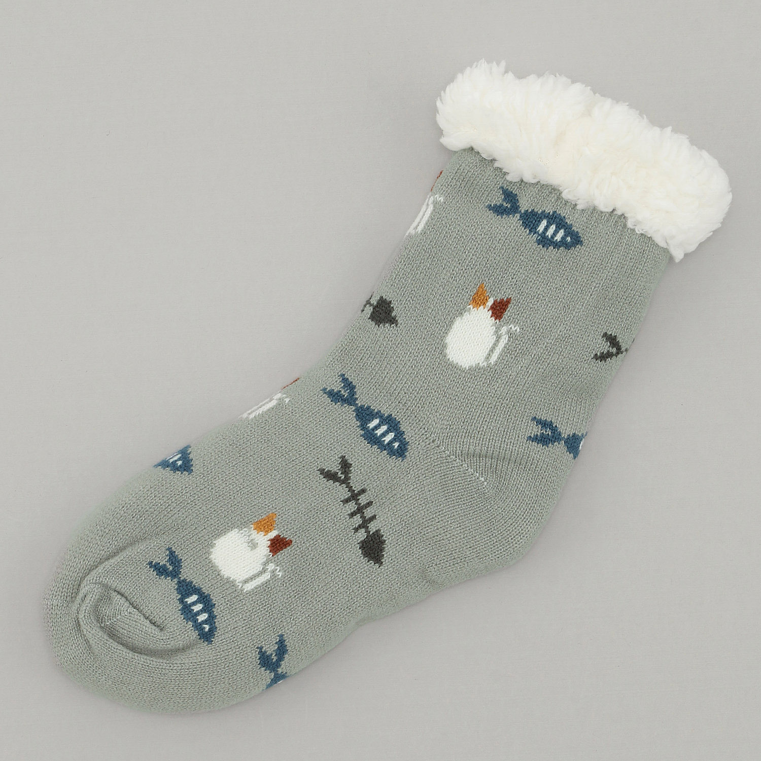 にゃんこ堂 裏ボア猫と魚 ルームソックス【在庫限り】 - 画像2