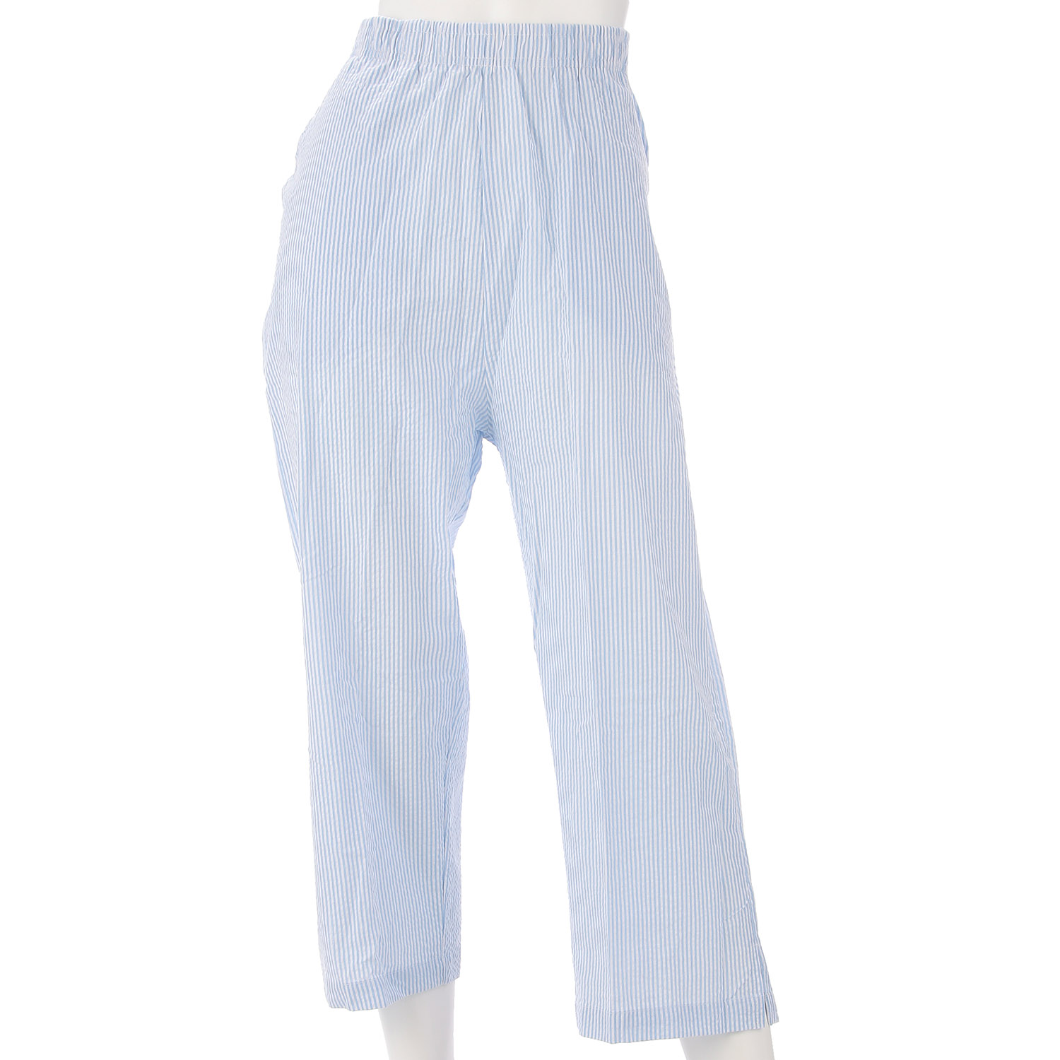 綿100％ 楽フリーPANTS ストライプ柄 7分丈【在庫限り】