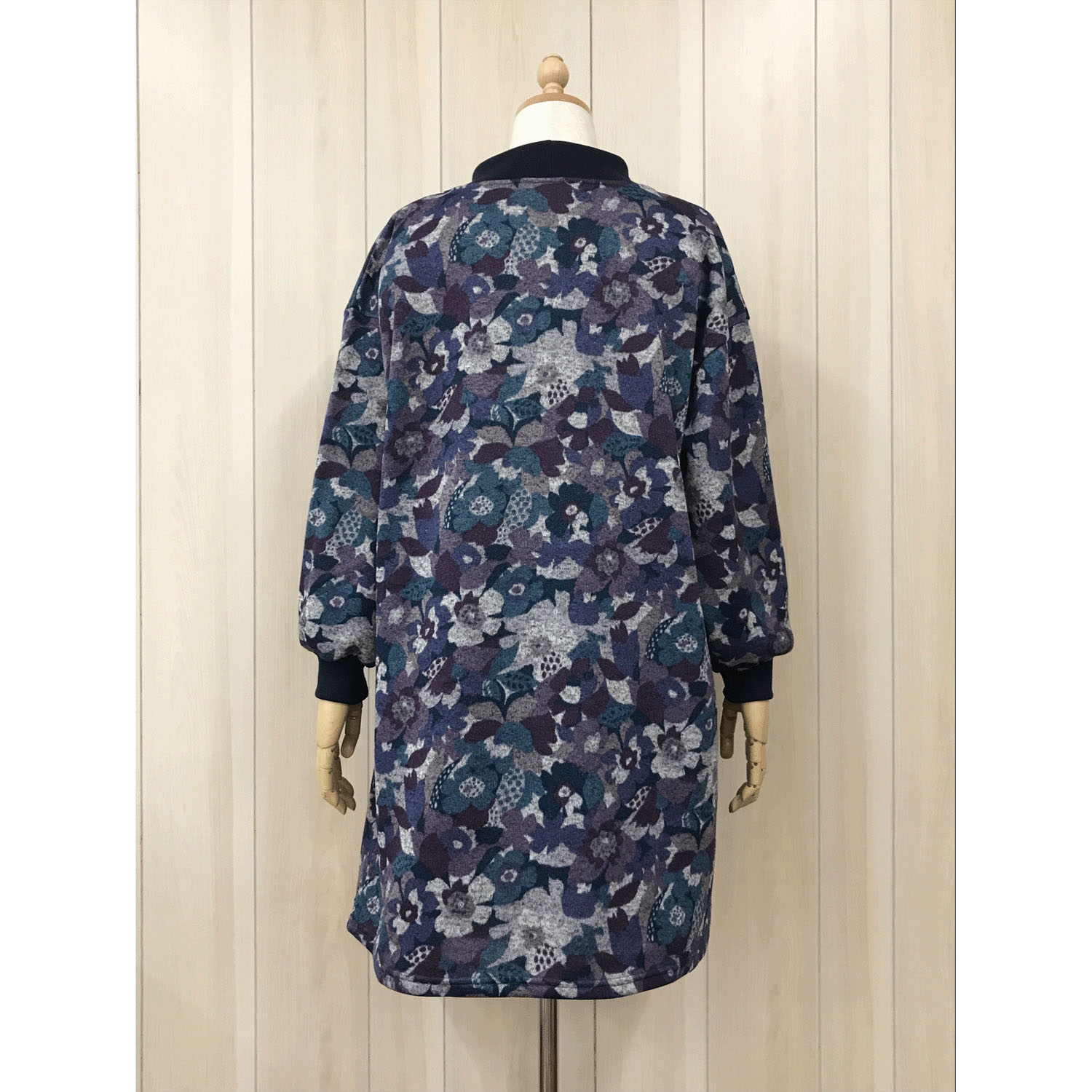 ツイード風裏起毛ニット幾何学柄プリントカッポー - 画像7