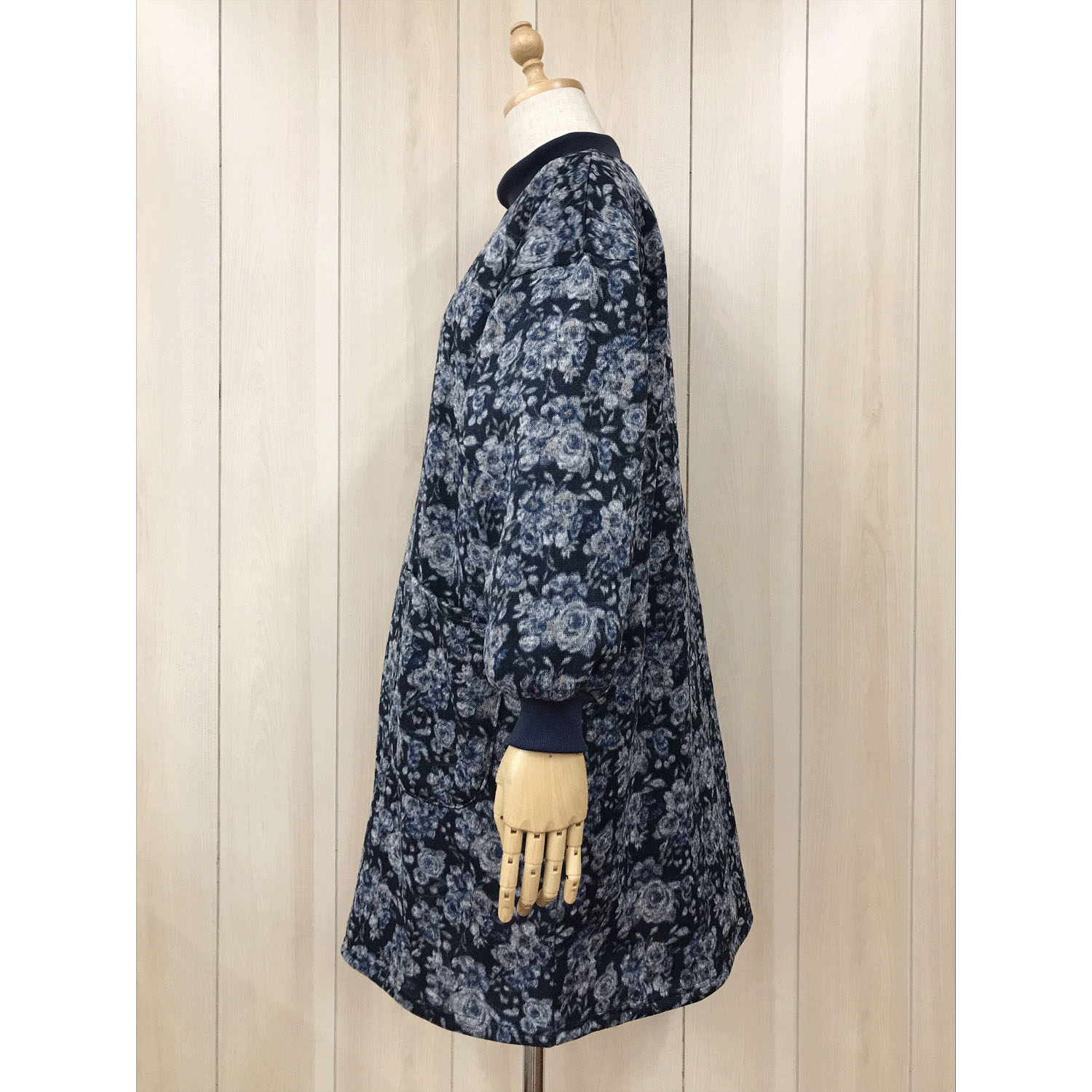 ツイード風裏起毛ニット薔薇柄プリントカッポー - 画像4