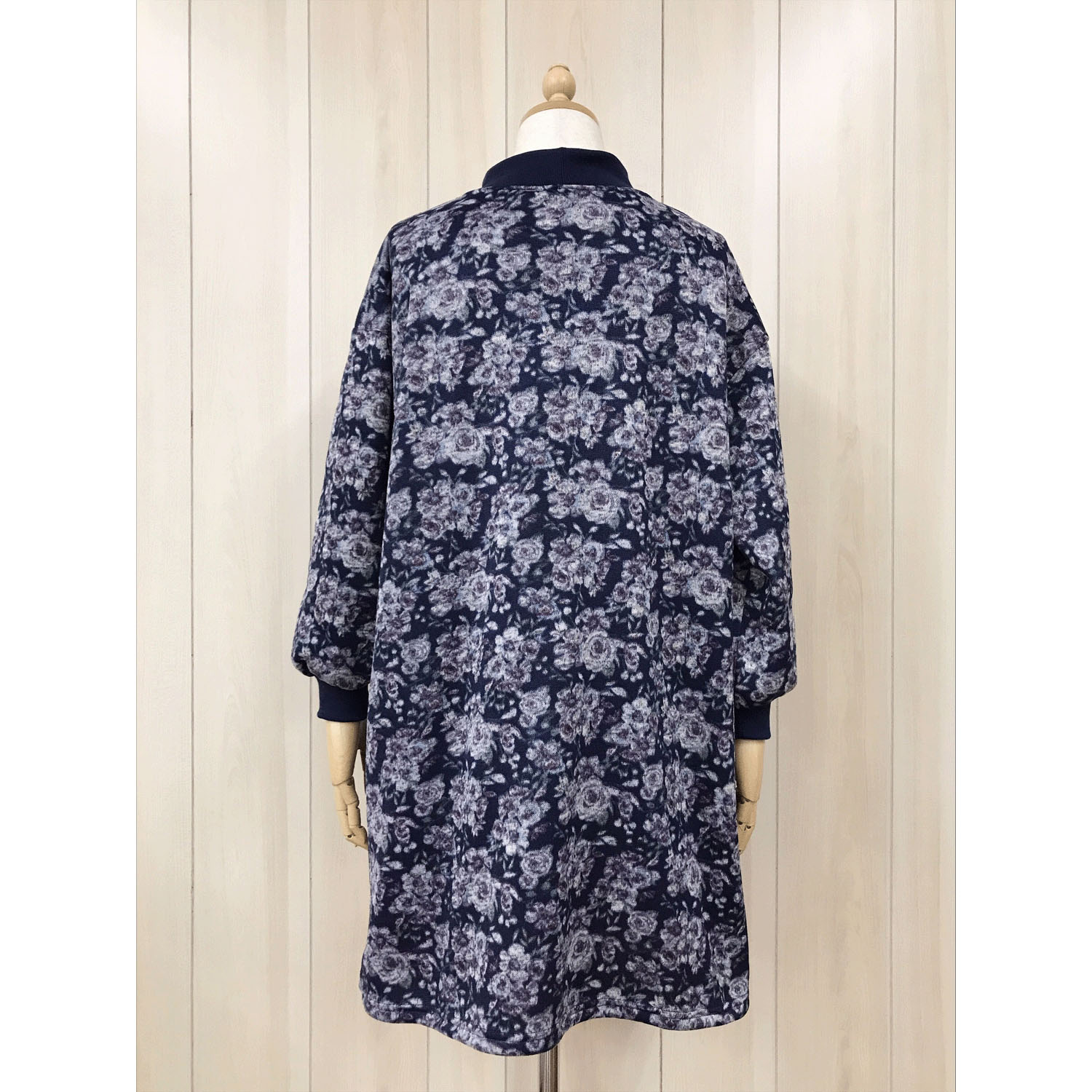 ツイード風裏起毛ニット薔薇柄プリントカッポー - 画像7