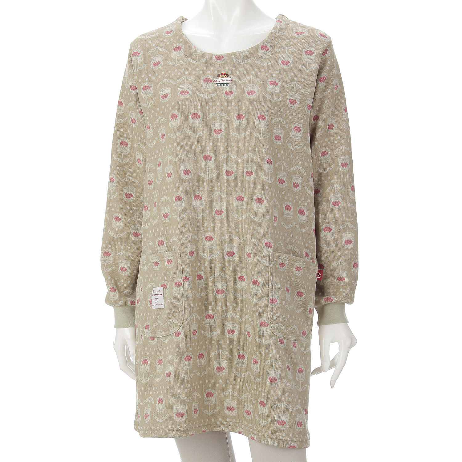 ビッグママ 裏起毛ニットカッポウ - 画像2