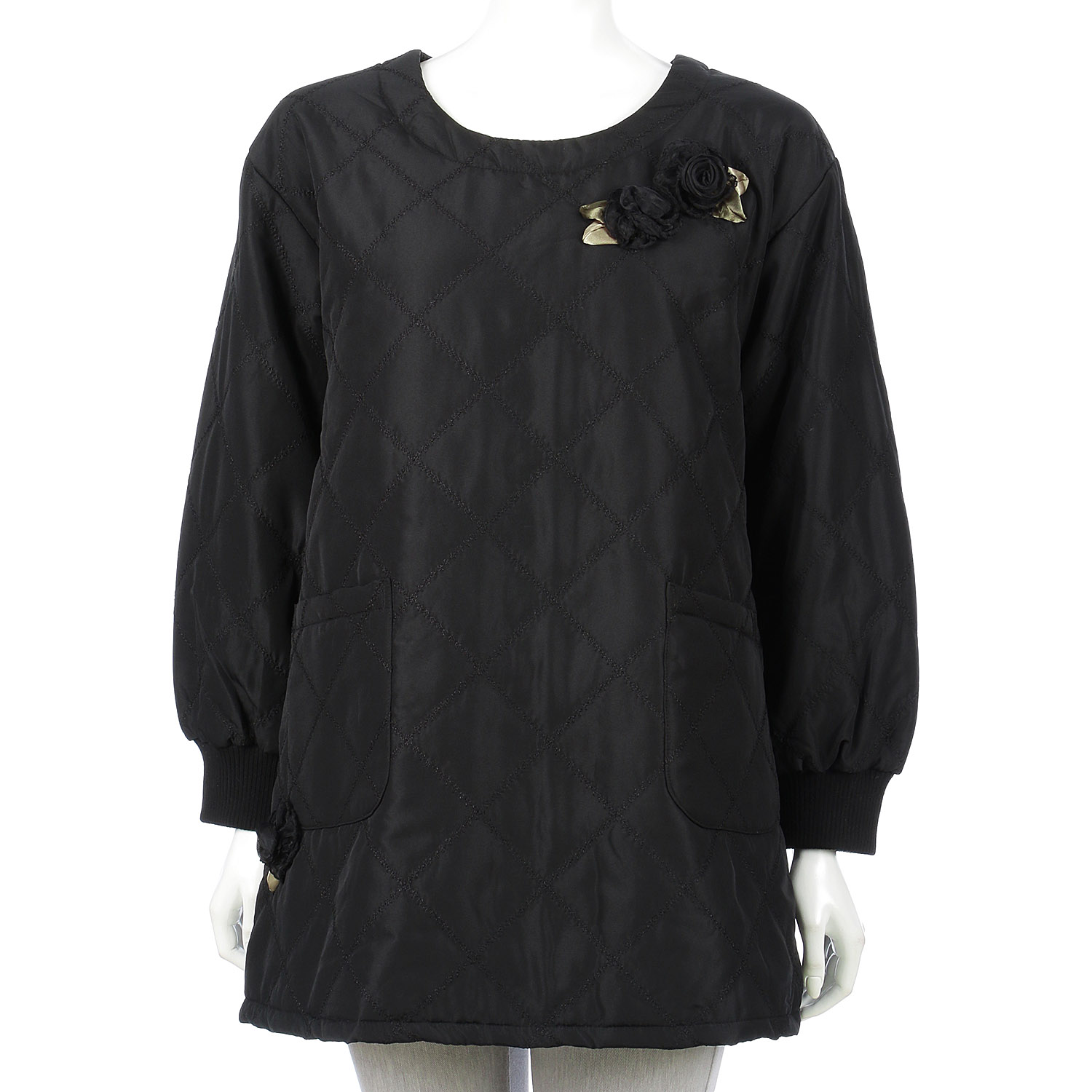 中綿キルト花モチーフ後釦かっぽう - 画像1