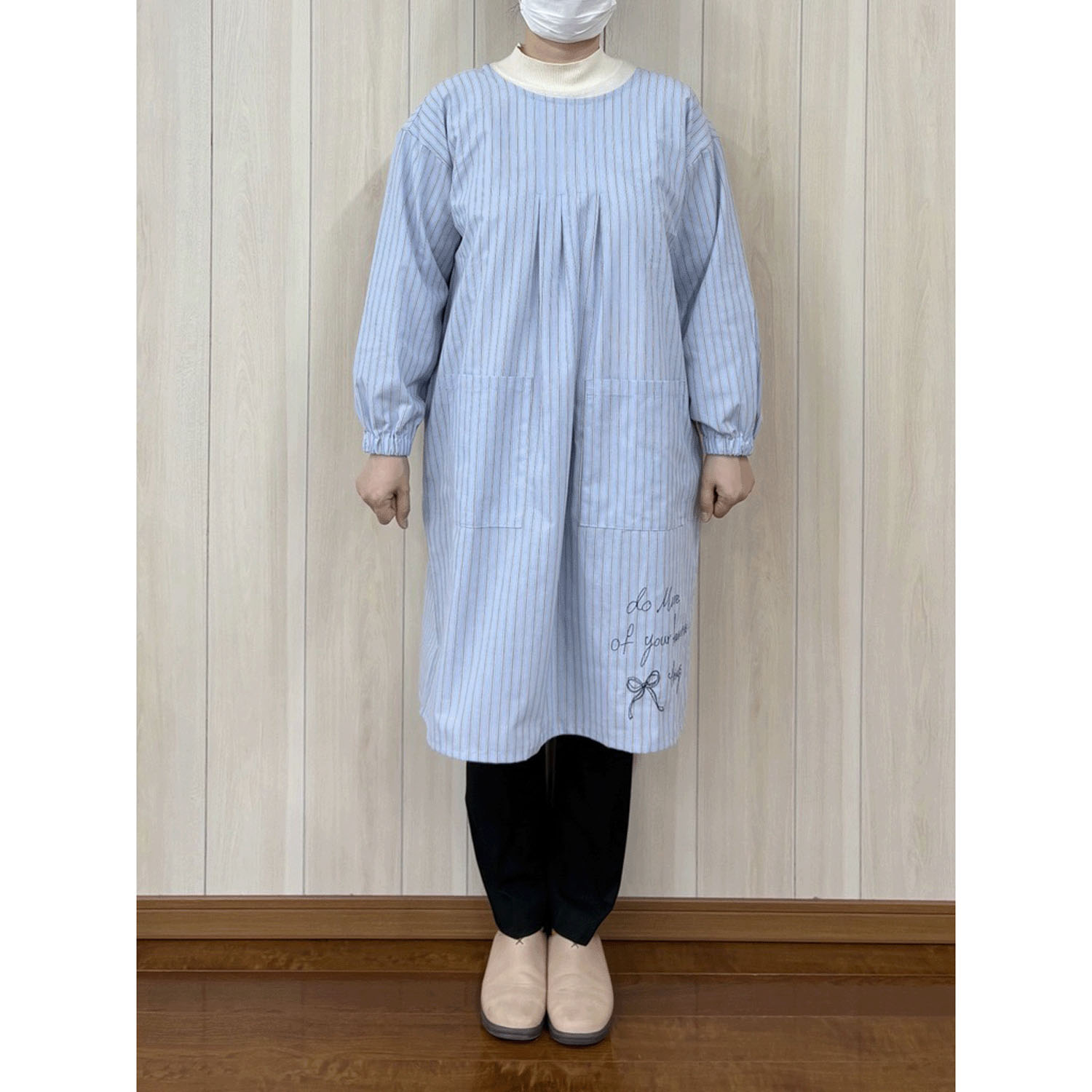 ECRU 先染め裾ロゴ刺繍カッポー - 画像1