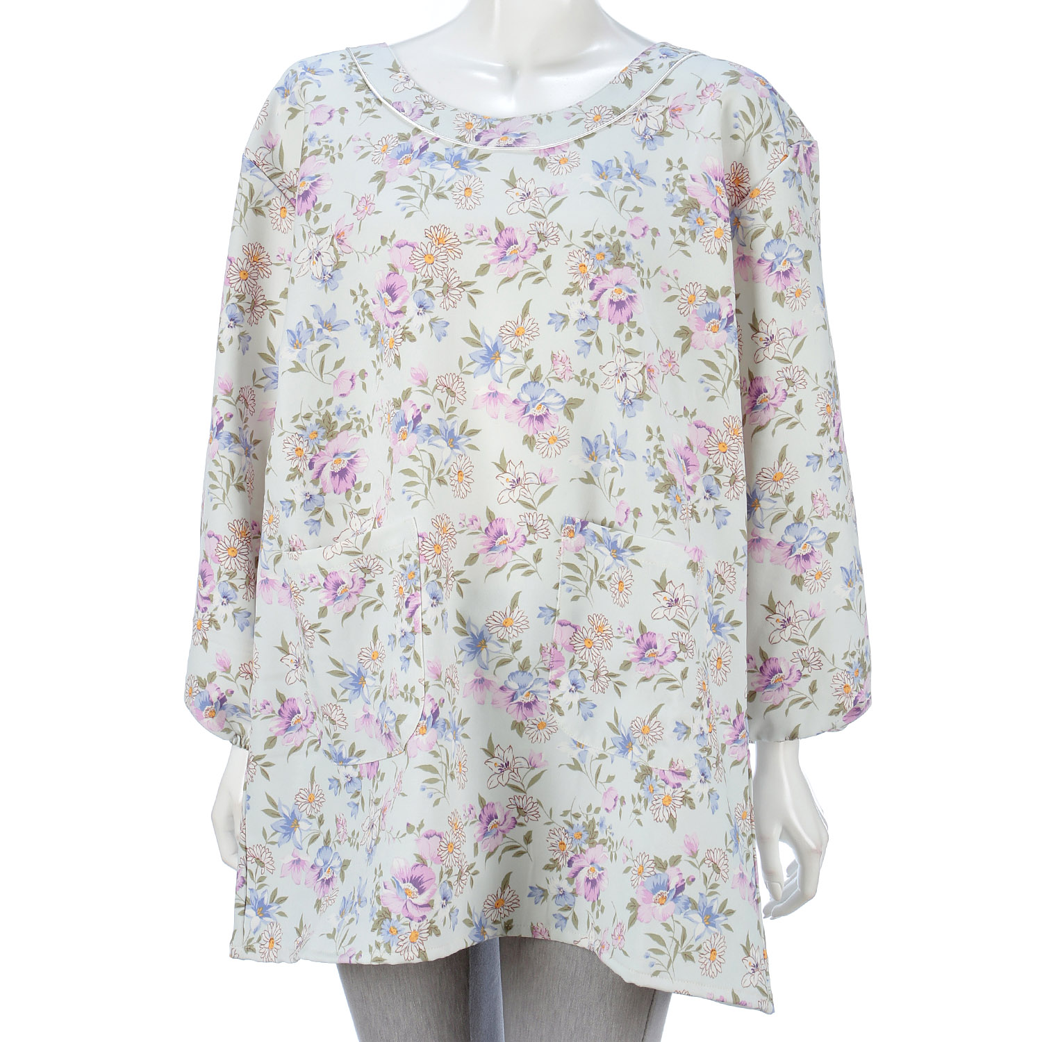 ストレッチ中花柄かっぽう着 - 画像2