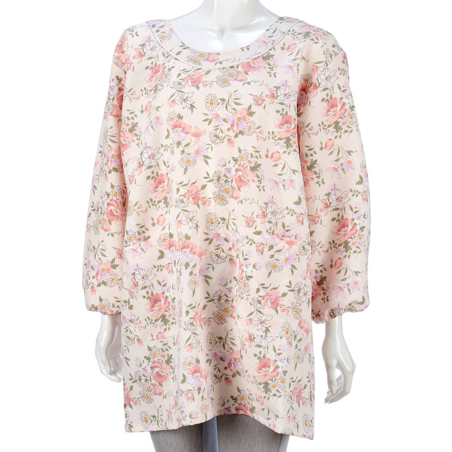 ストレッチ中花柄かっぽう着 - 画像1