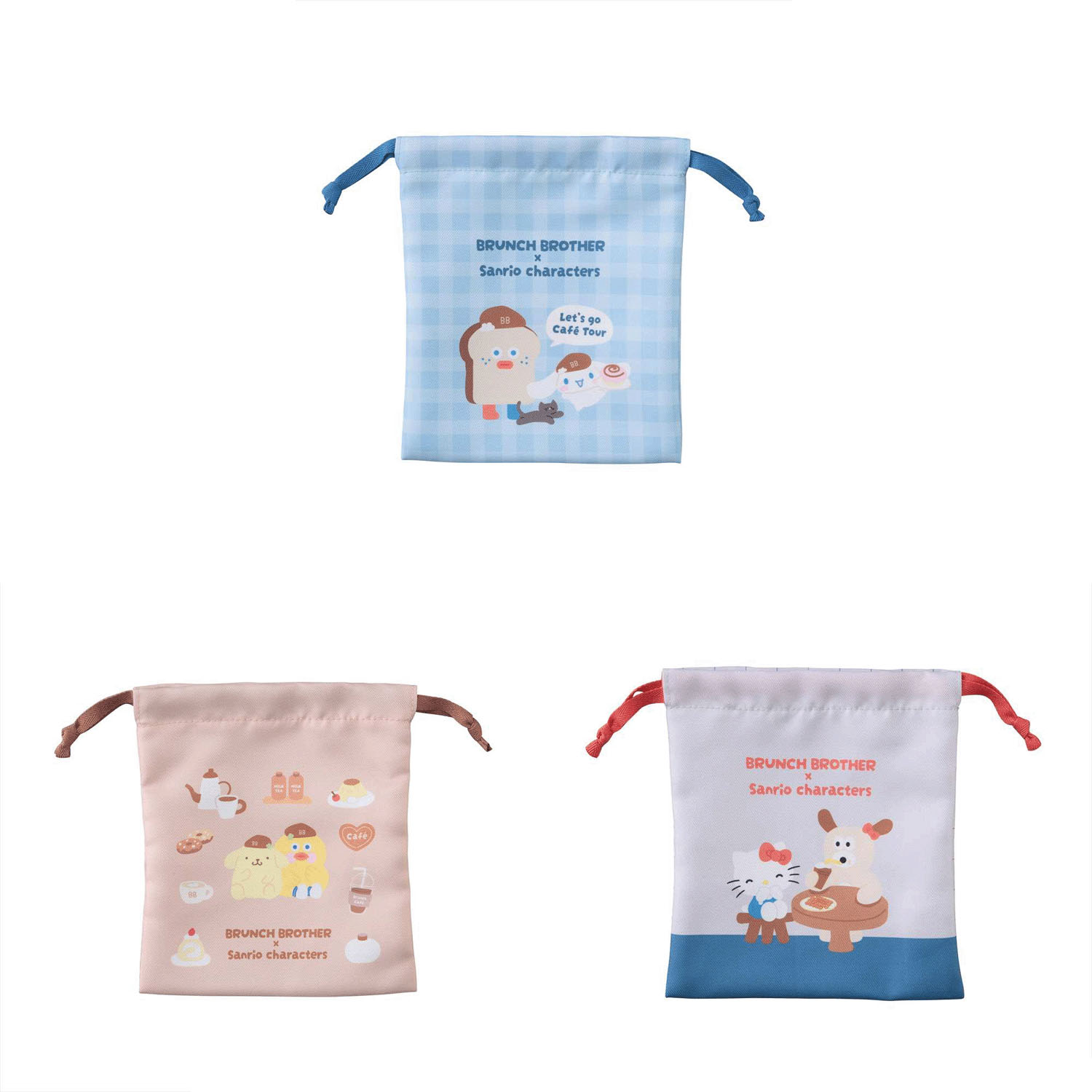 ブランチブラザーXサンリオキャラクターズ 巾着ポーチ・2Pセット - 画像1