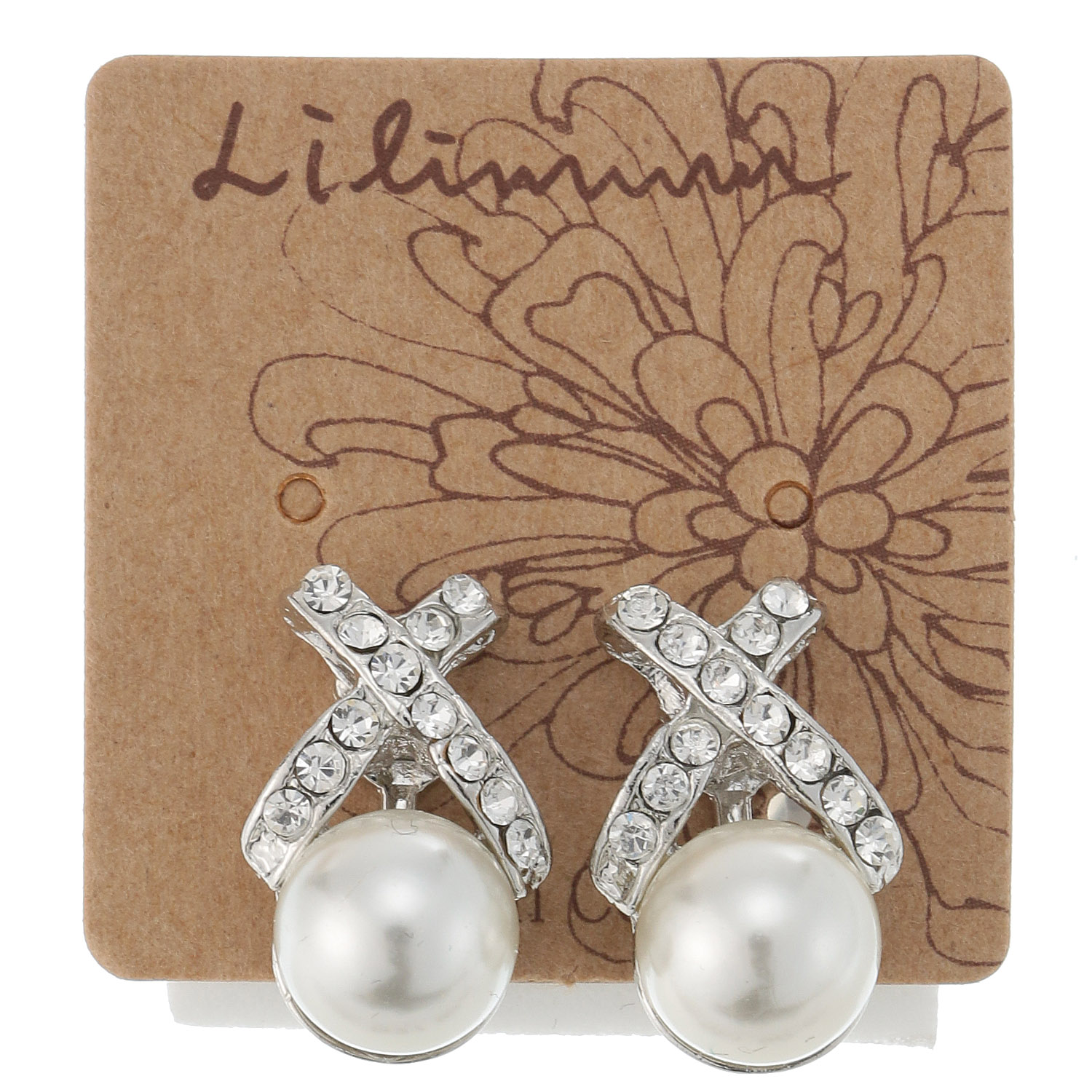 樹脂付クリップイヤリング クロスパール - 画像1