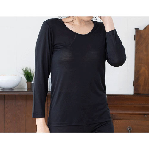 シルク 8分袖インナー 絹紡糸 - 画像1