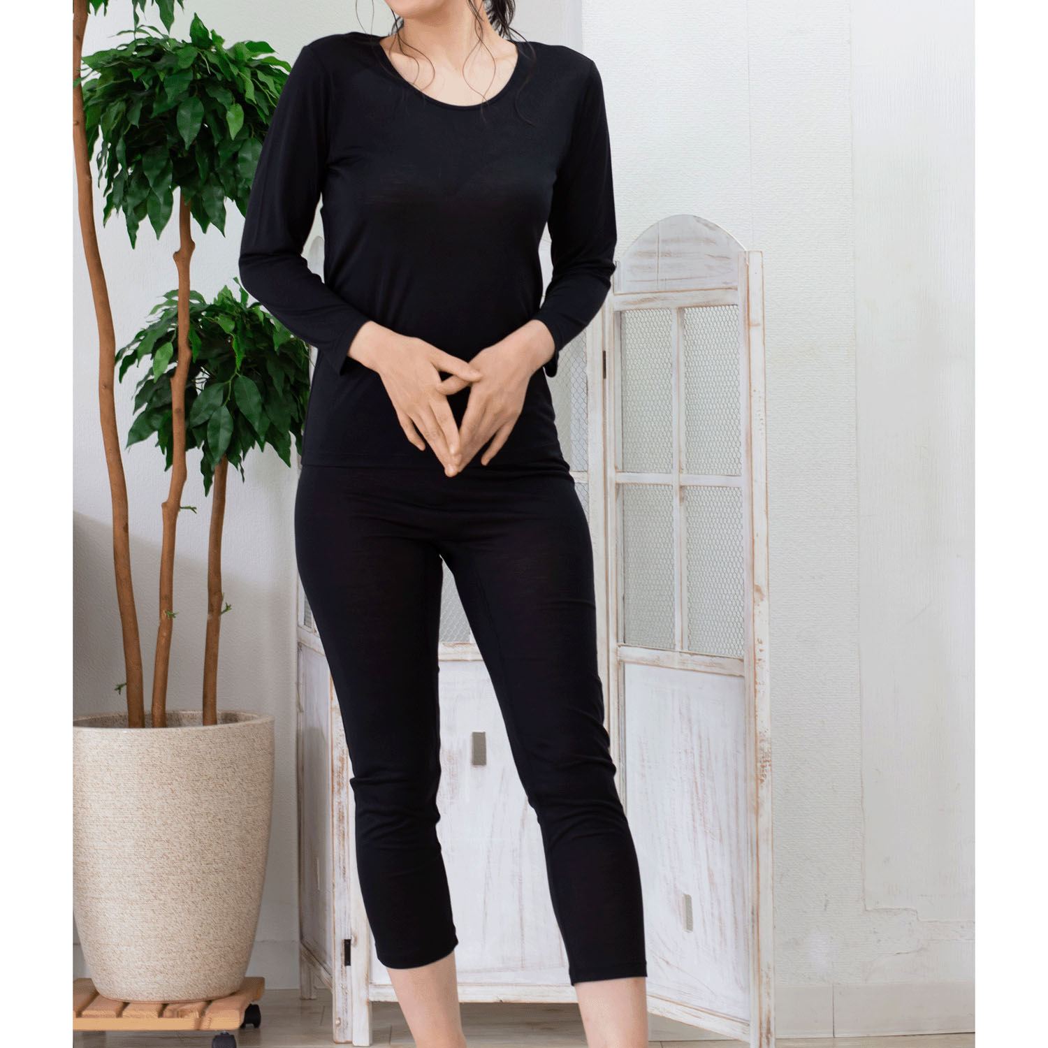 シルク9分丈 絹紡糸LL