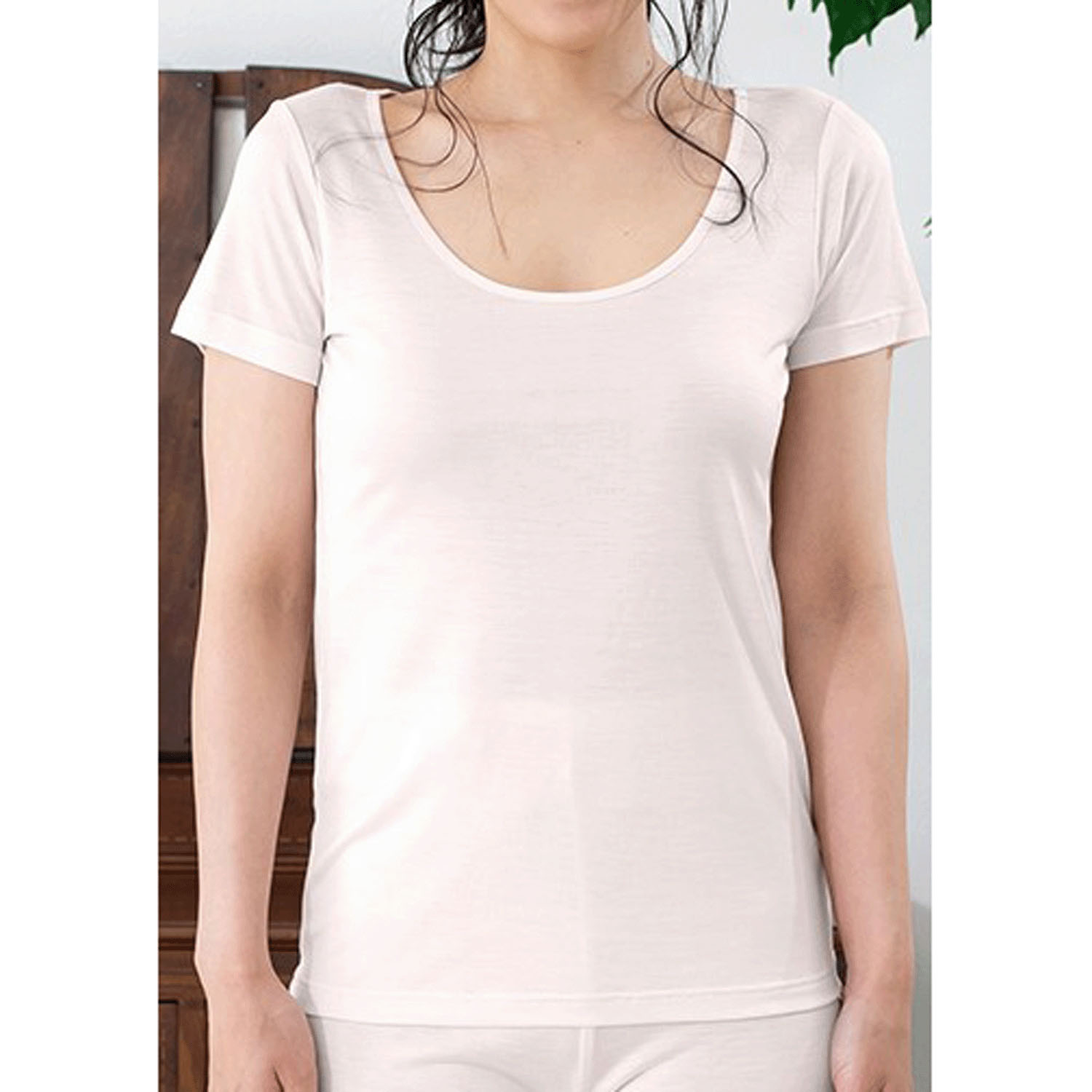 シルク 3分袖 LL 絹紡糸 - 画像4