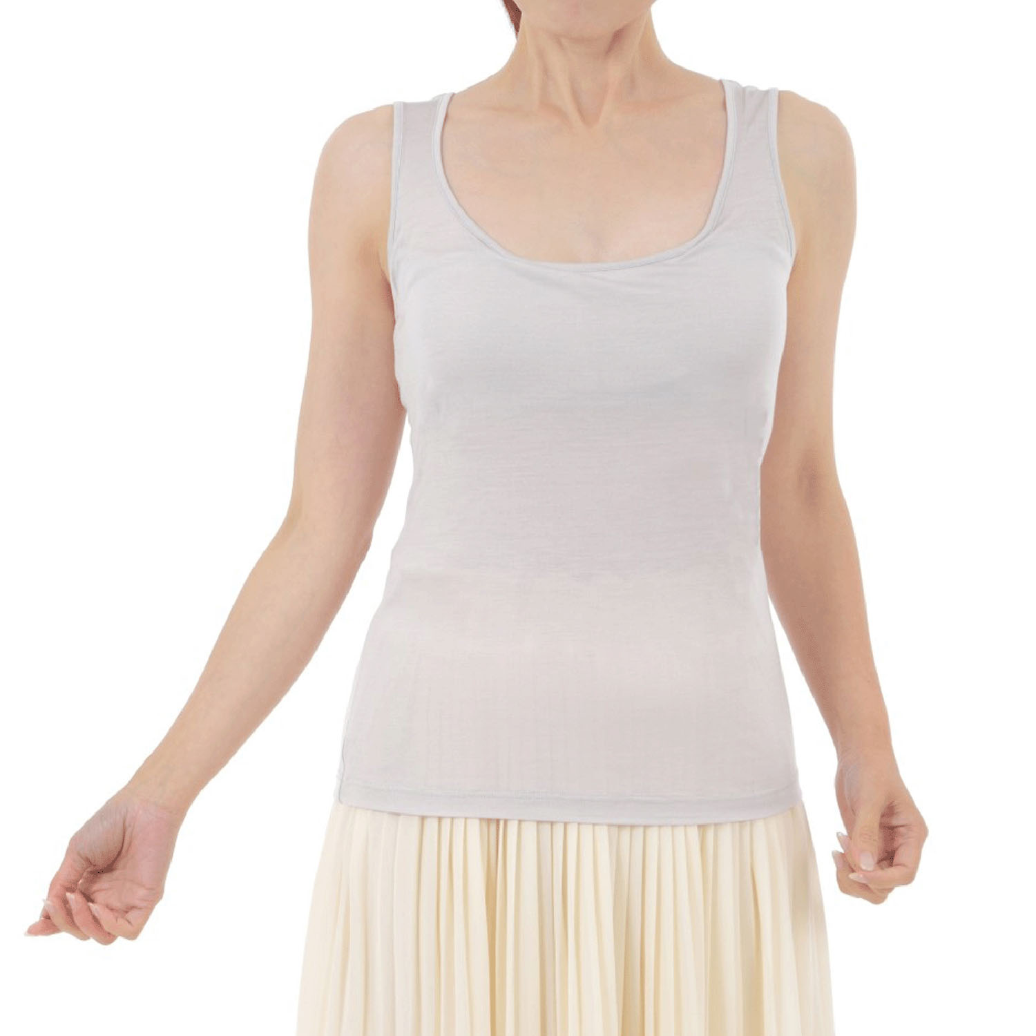 シルクタンクトップ胸パット付き