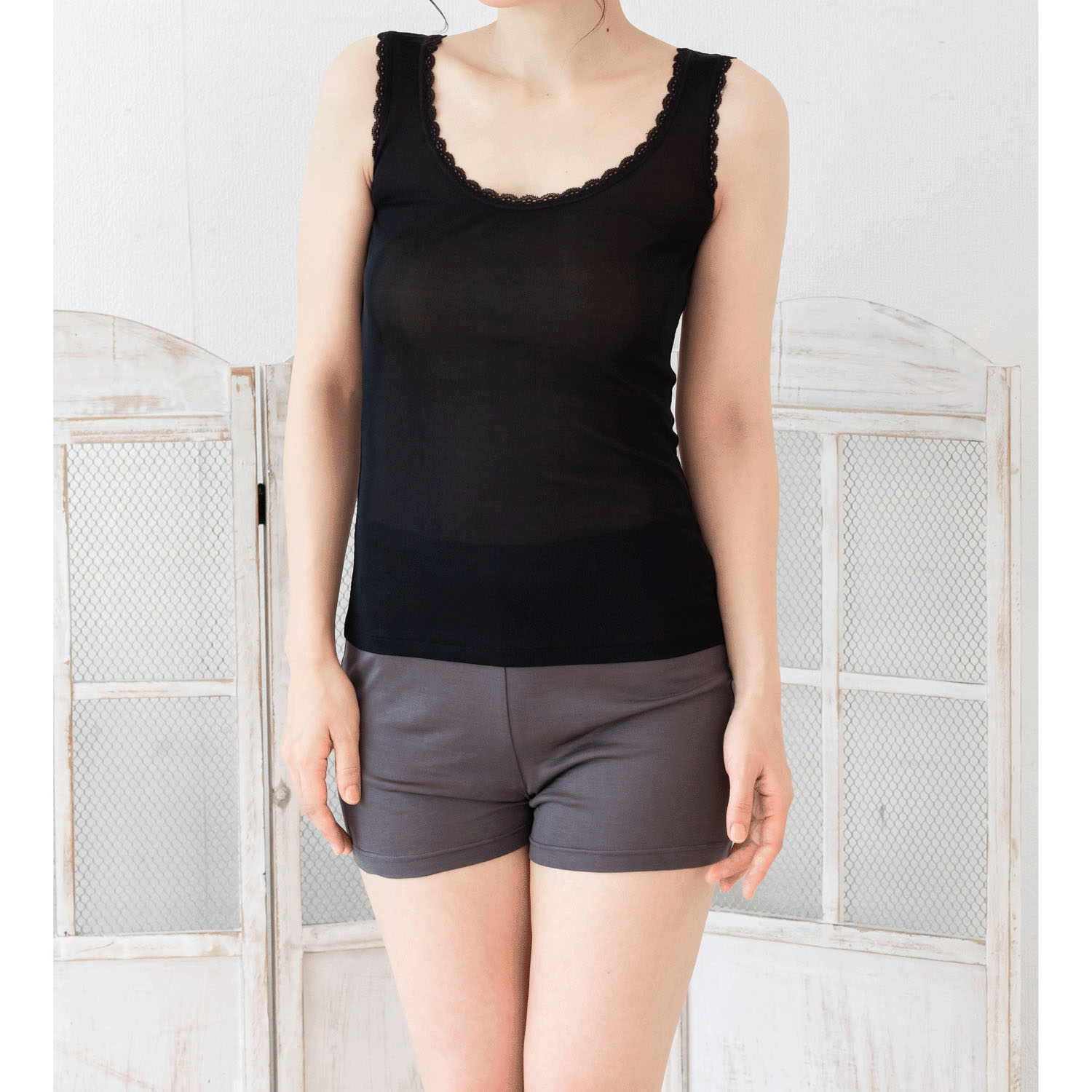 シルクタンクトップ（レース付き） - 画像3