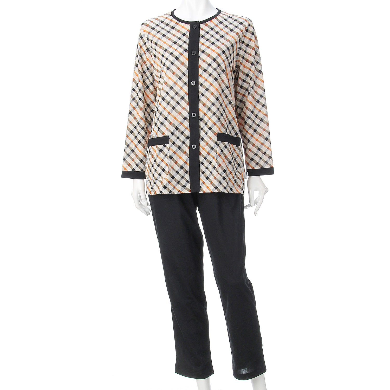 DAKS 婦人 長袖長パンツパジャマ チェックM／L - 画像1