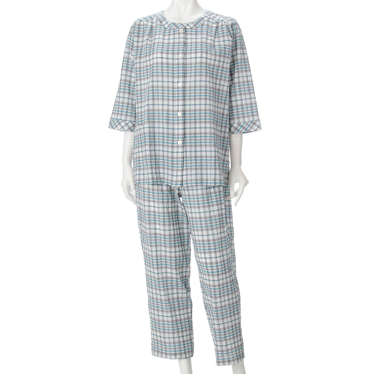 DAKS 婦人シャーリング 7分袖長パンツパジャマ - 画像2