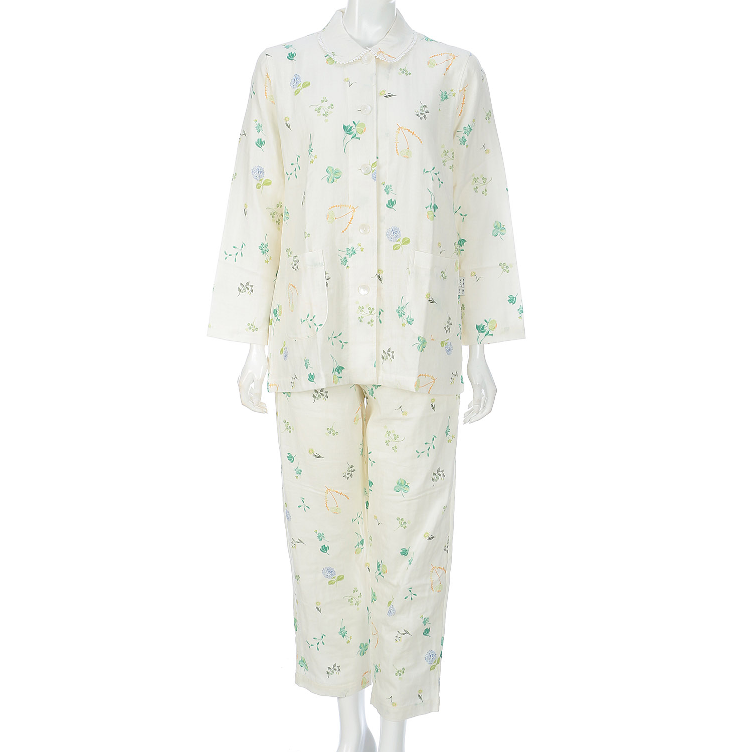 点と線模様製作所 婦人 ダブルガーゼ ボタニカル パジャマ