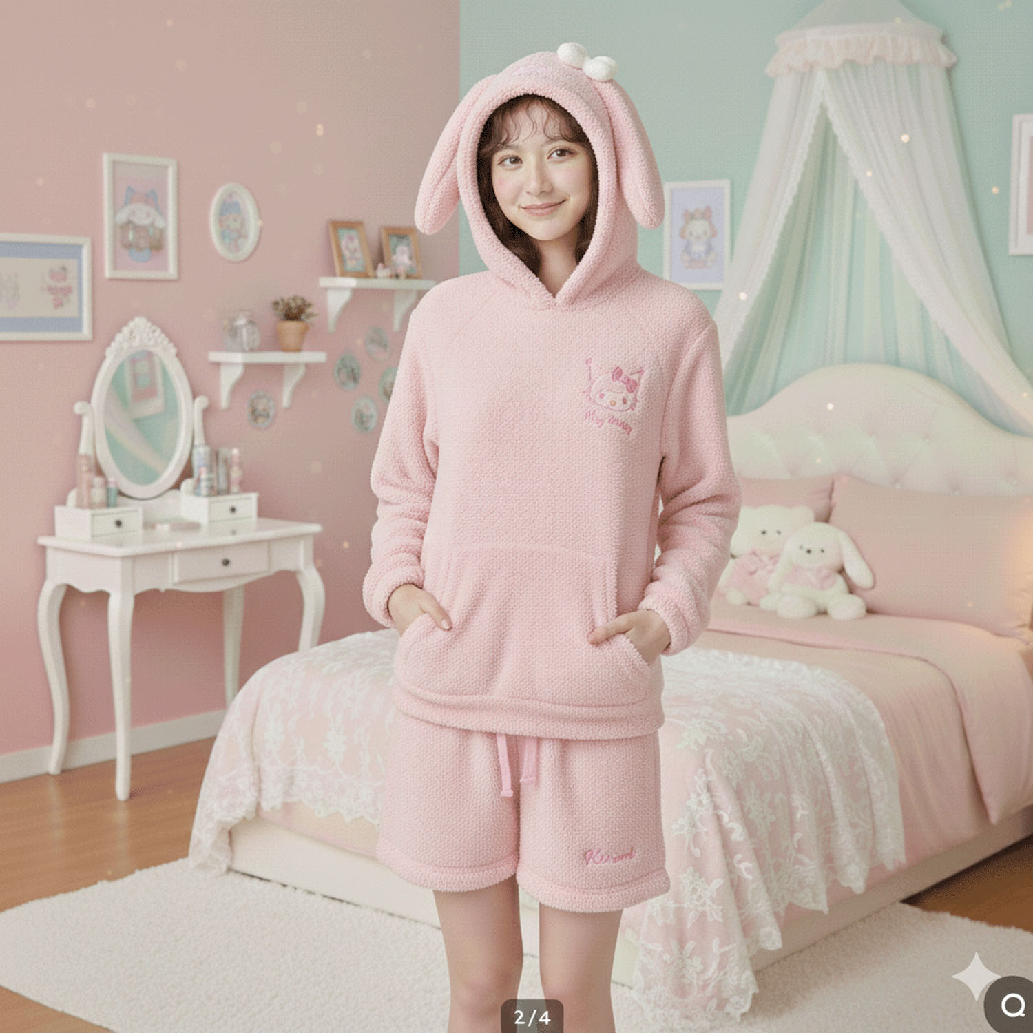 マイメロディ 毛糸パーカー＆ショートパンツセット