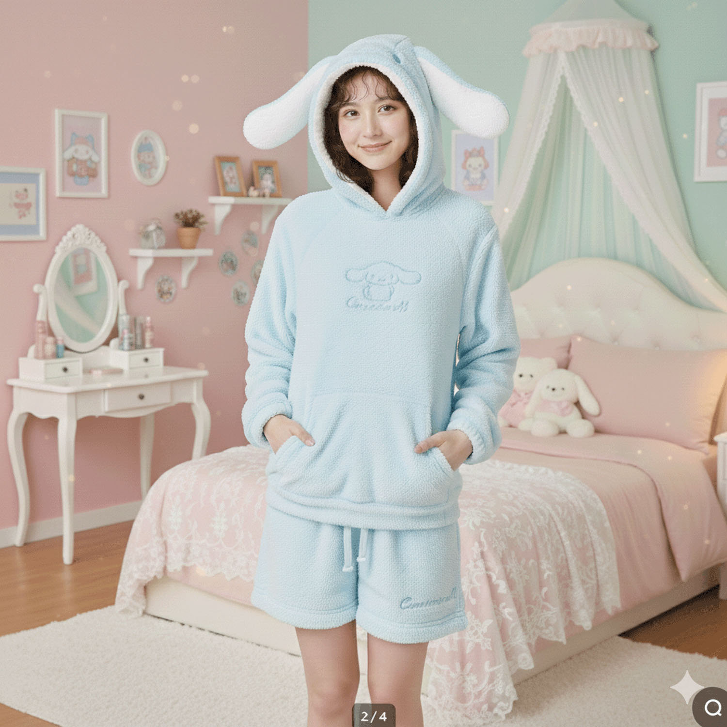 シナモ 毛糸パーカー＆ショートパンツセット