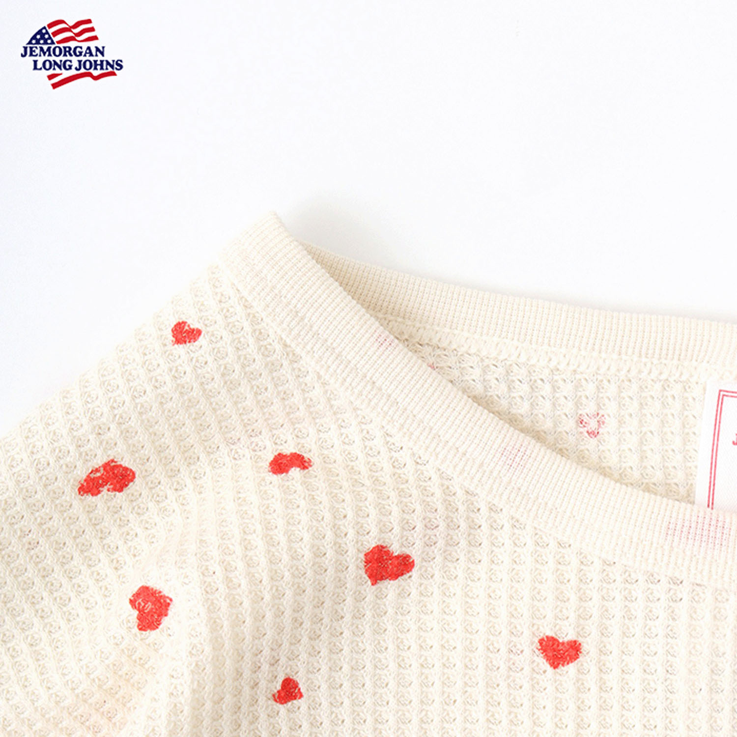 【JEMORGAN LONG JOHNS】ハート柄ワッフルルームウェア3点セット - 画像2