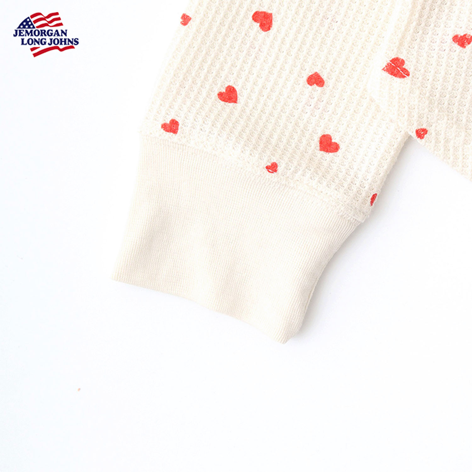 【JEMORGAN LONG JOHNS】ハート柄ワッフルルームウェア3点セット - 画像3