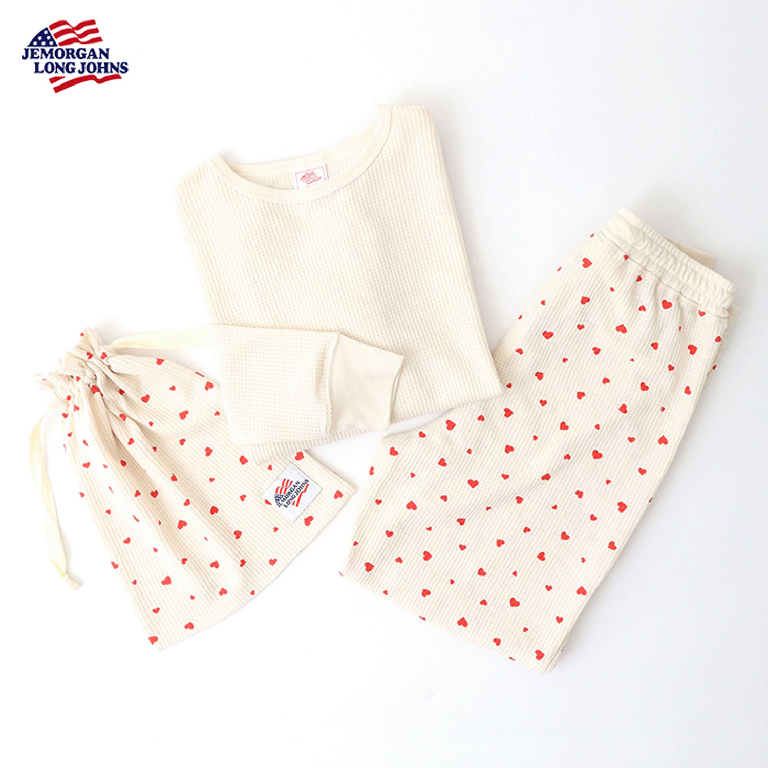 【JEMORGAN LONG JOHNS】ハート柄ワッフルルームウェア3点セット - 画像29