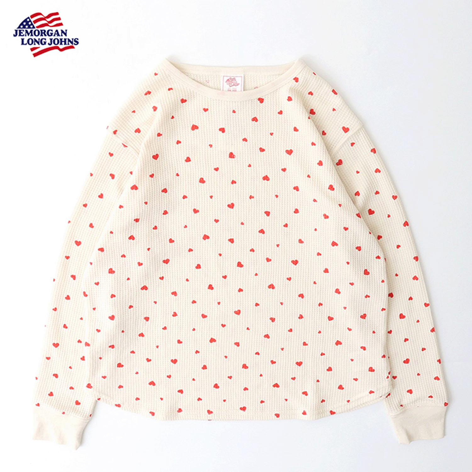 【JEMORGAN LONG JOHNS】ハート柄ワッフルルームウェア3点セット