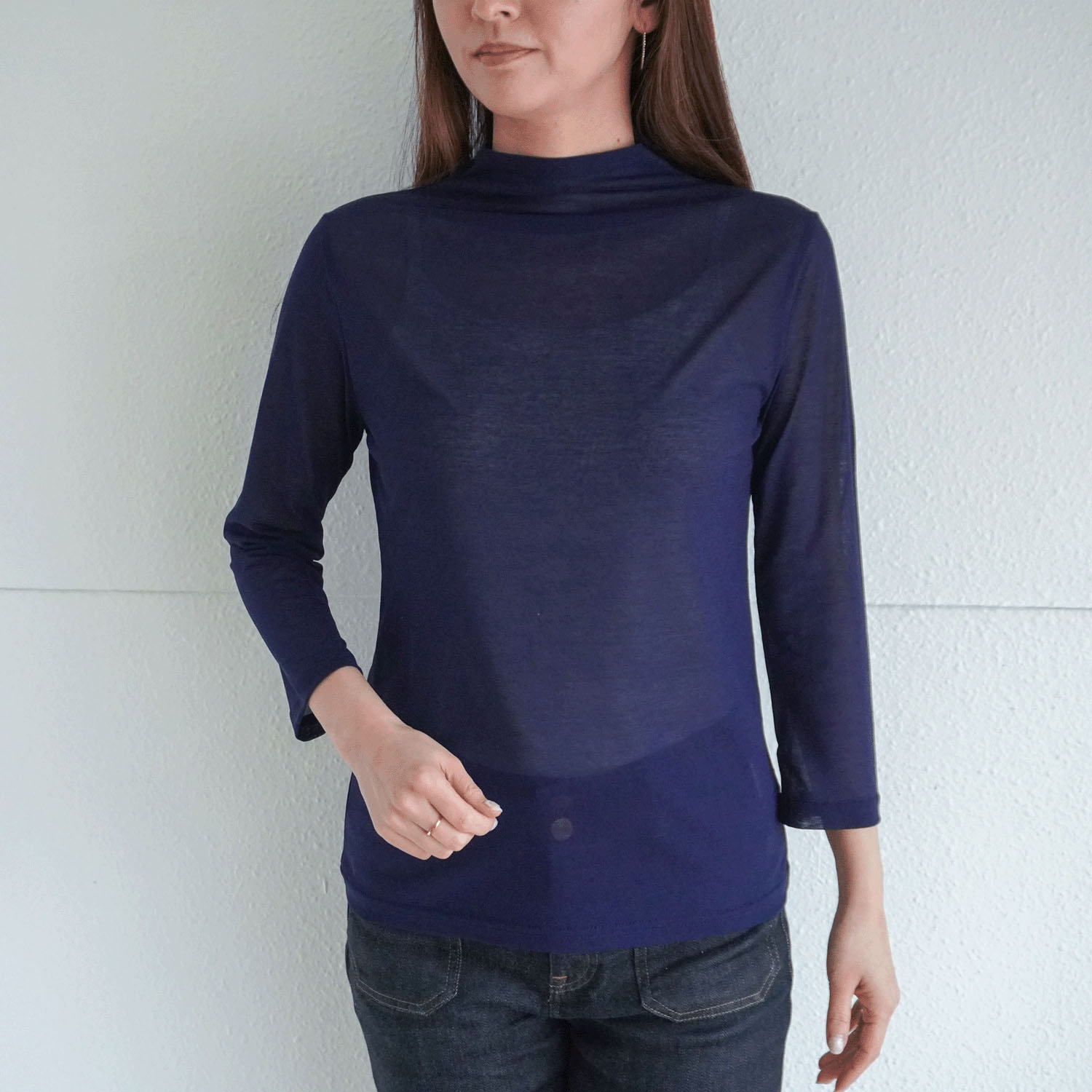 【Insta Live】スーパーソフトボトルネック7分袖プルオーバー