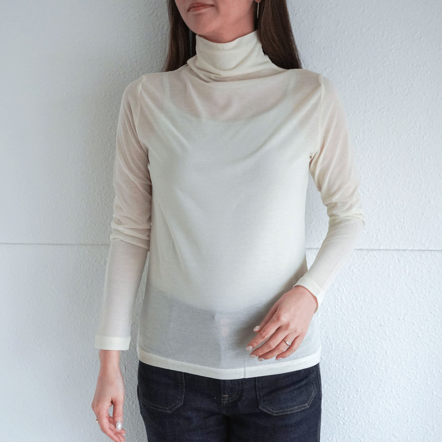 【Insta Live】スーパーソフトボトルネック長袖カットソー