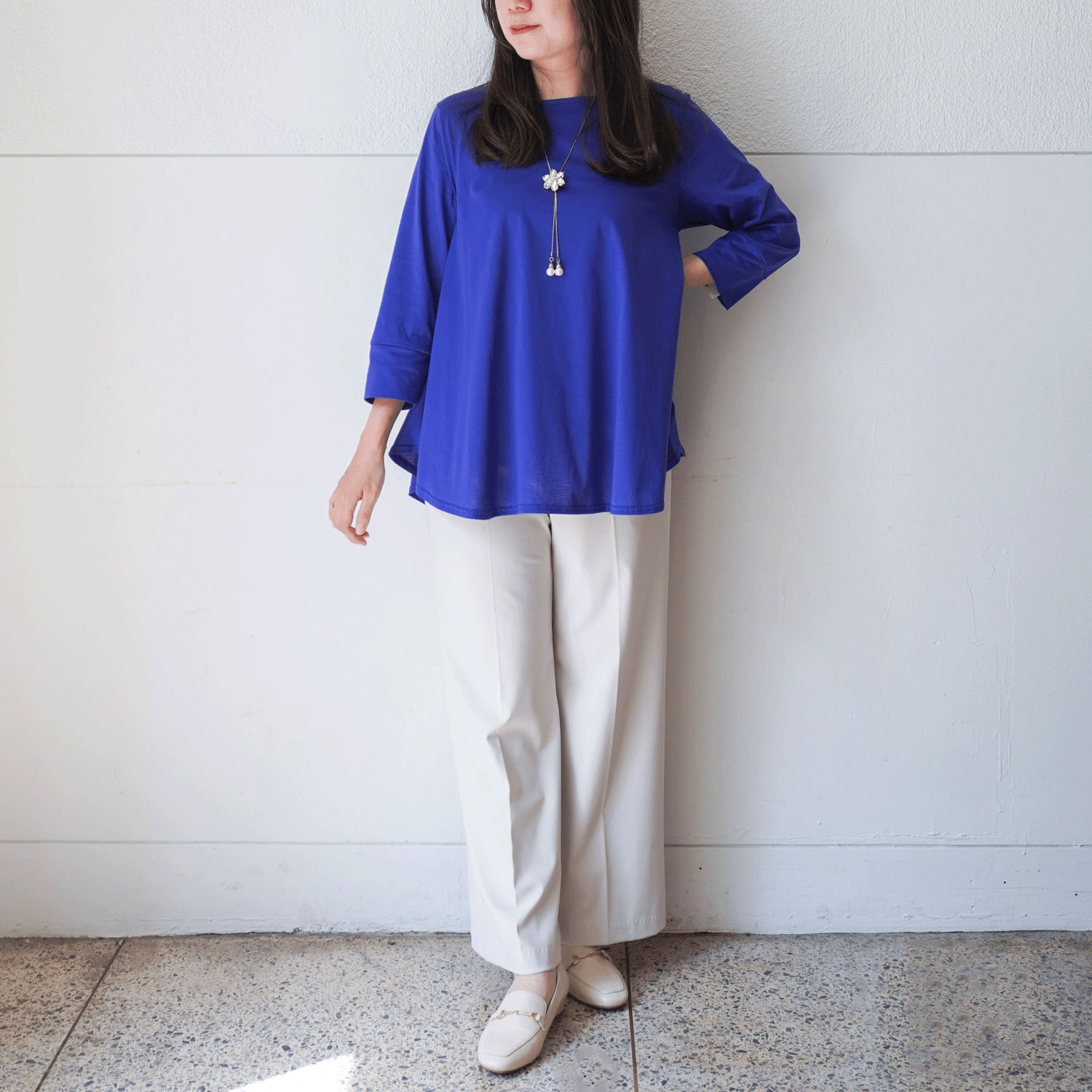 プリマシャインドレープ8分袖チュニック - 画像3