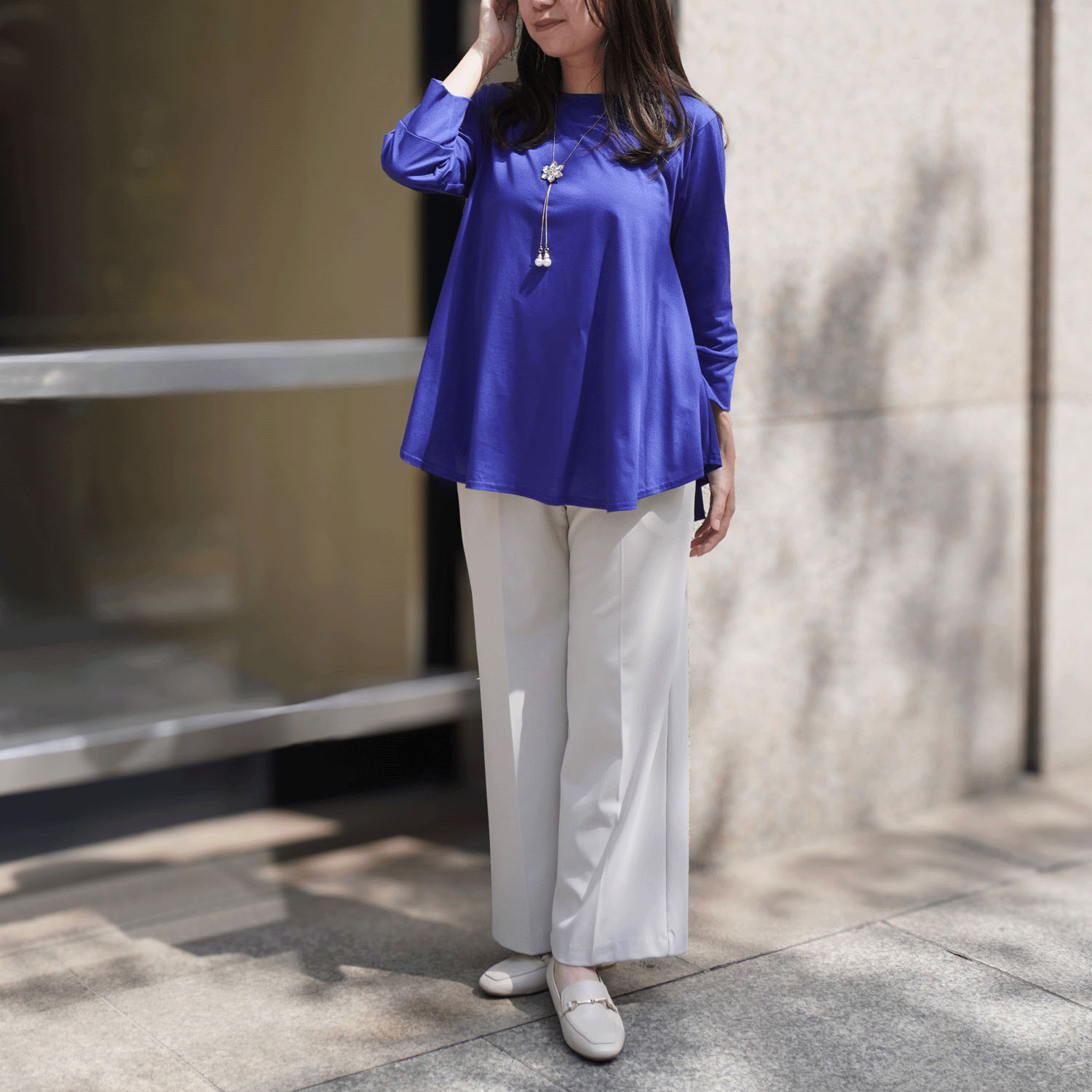 プリマシャインドレープ8分袖チュニック - 画像4