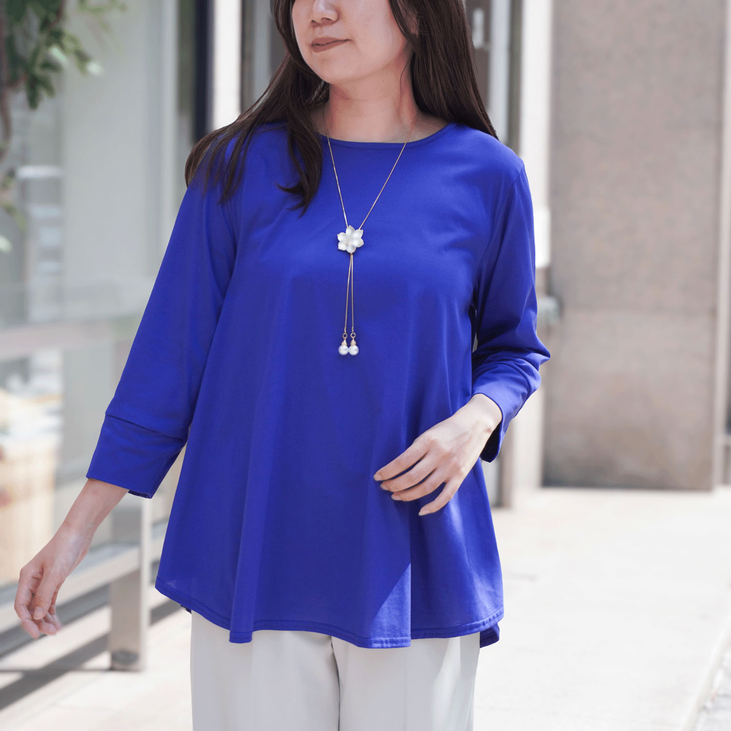 プリマシャインドレープ8分袖チュニック - 画像1