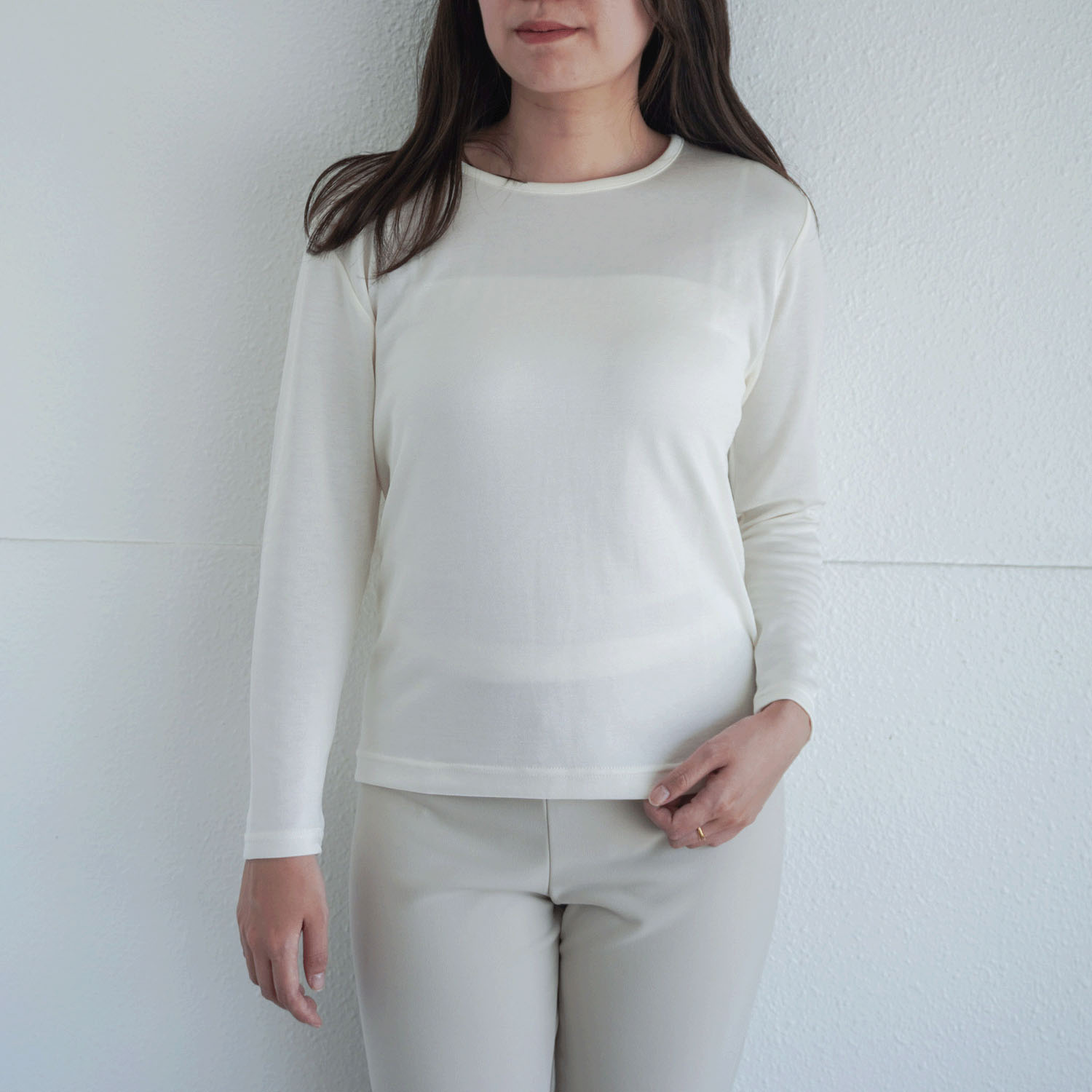 ジョワイユ裏綿丸首Tシャツ  LL