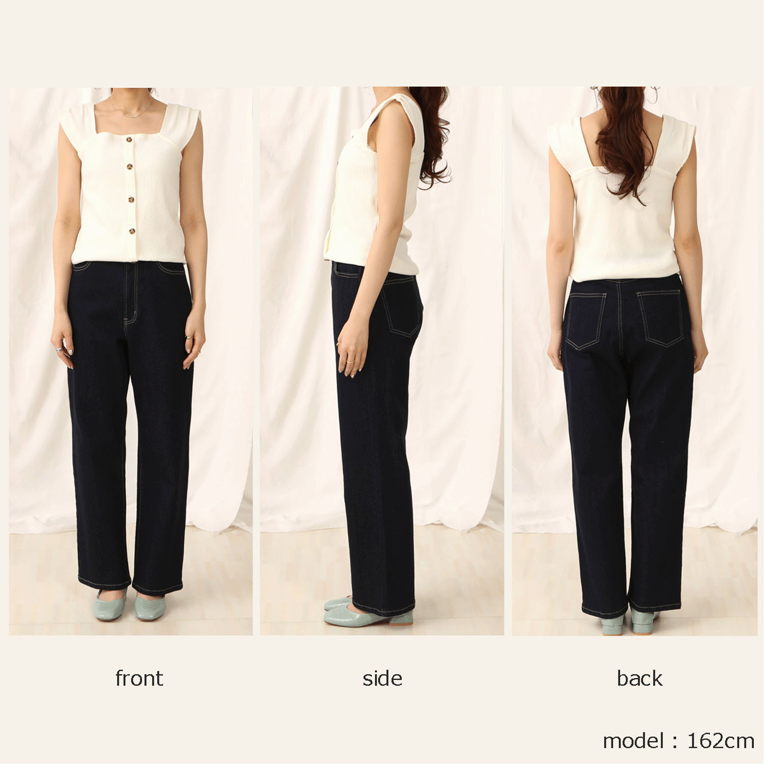 【ETONET限定 お取り寄せ】Emma リサイクルデニム釦付きストレートパンツ - 画像2