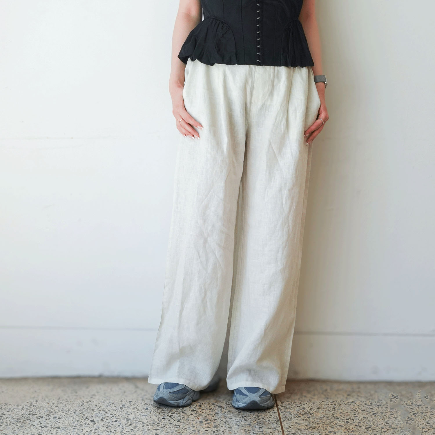 【Insta Live】JEUNE ET JOYEUX フレンチリネンワイドパンツ 73丈 - 画像2