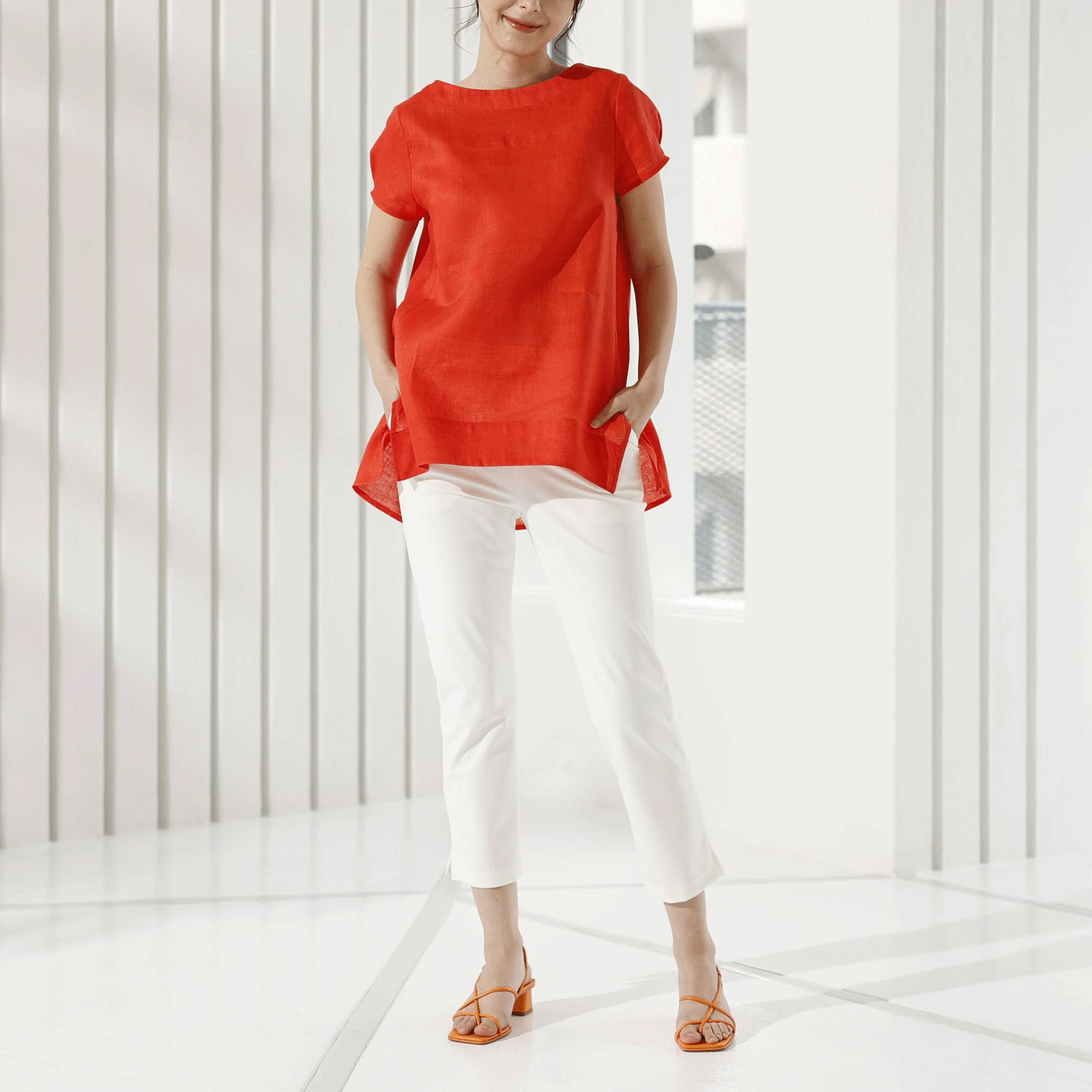 Reginetta ドライモーメント・前ポケット裾スリムパンツ - 画像3