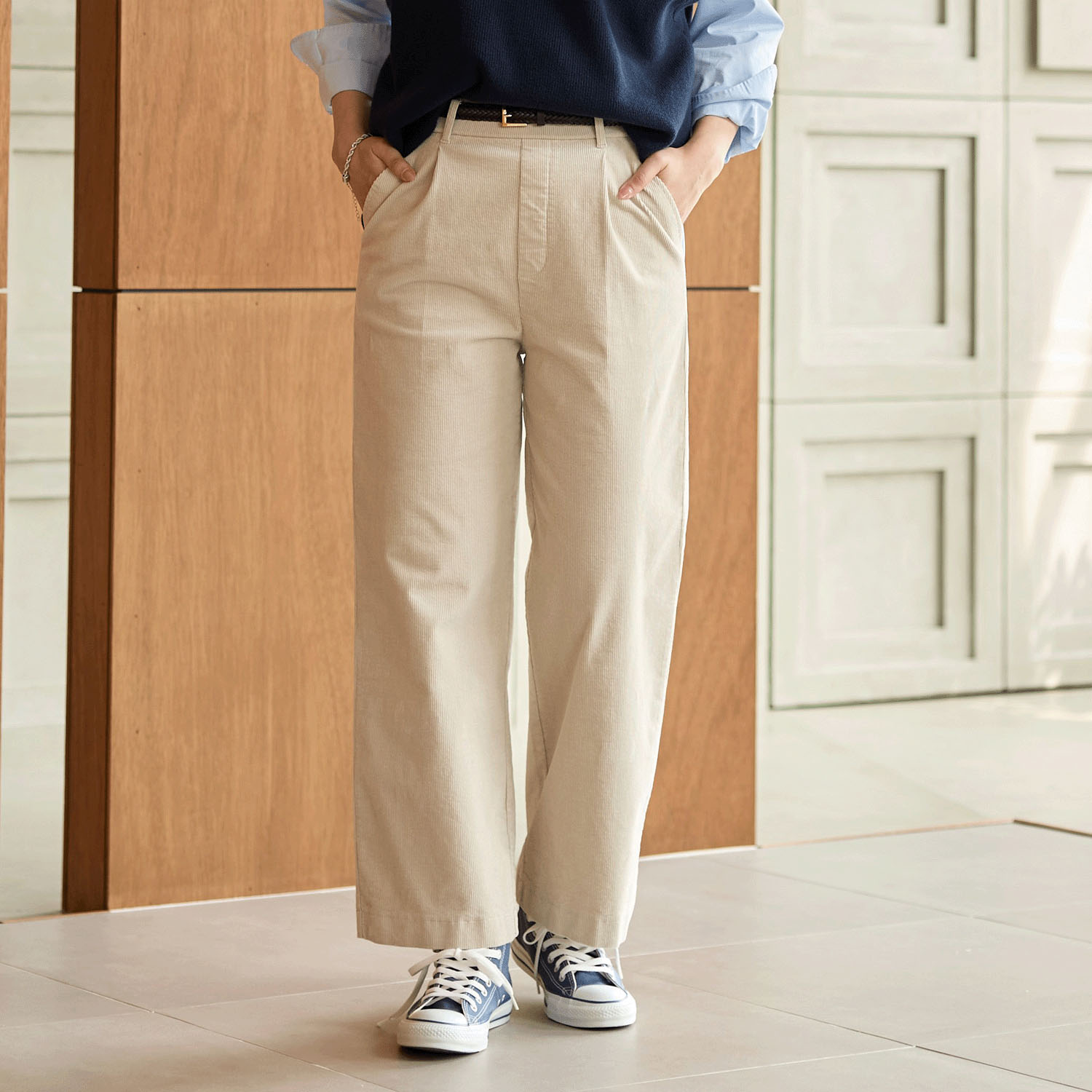 Reginetta コーデュロイ・タックワイドストレート - 画像2