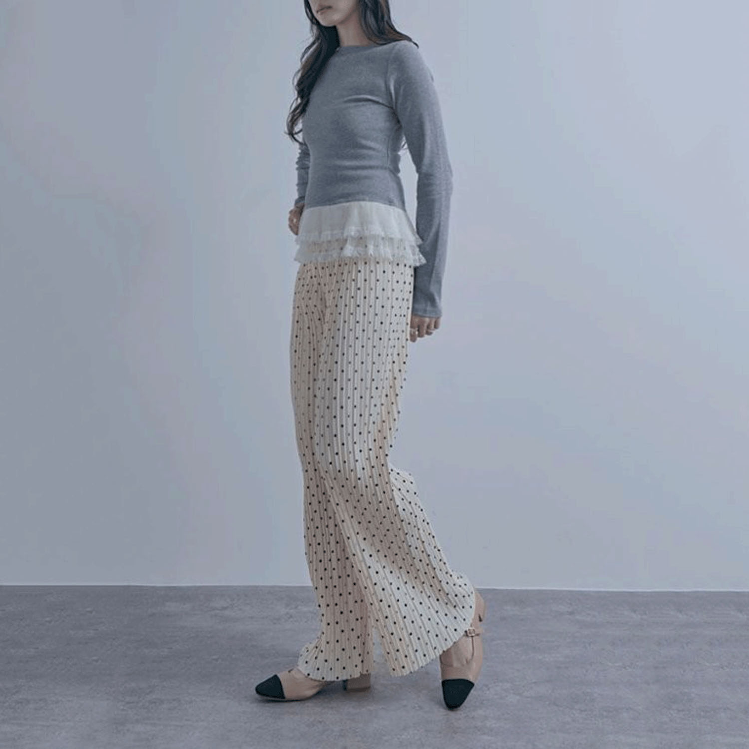 【ETONET限定お取り寄せ】カットプリーツ水玉柄パンツ - 画像6