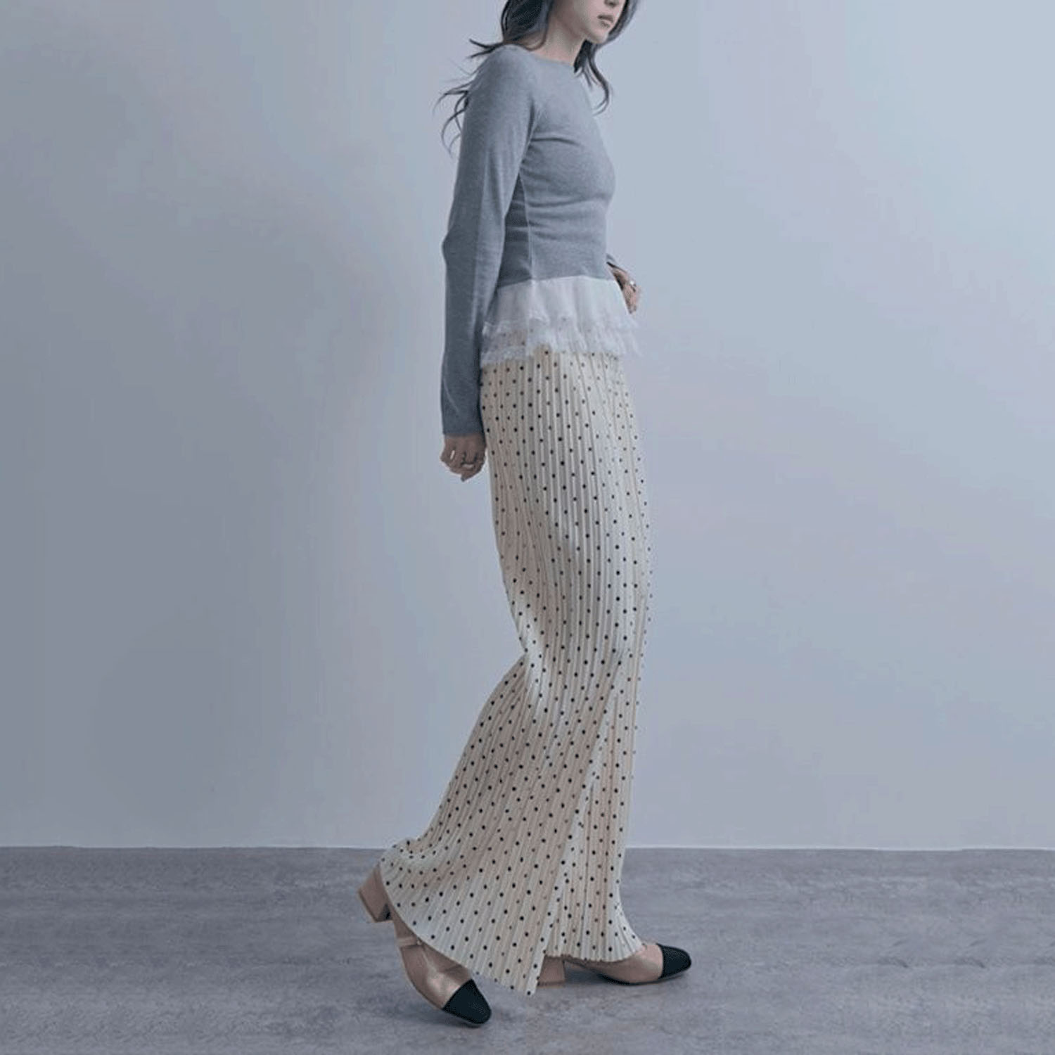 【ETONET限定お取り寄せ】カットプリーツ水玉柄パンツ - 画像9