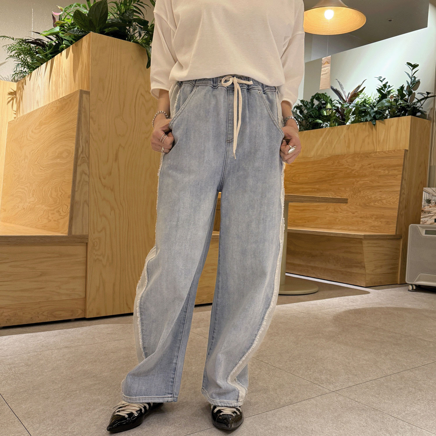 【Insta Live】CAMEL ROAD サイドカット配色カーブイージーパンツ - 画像3