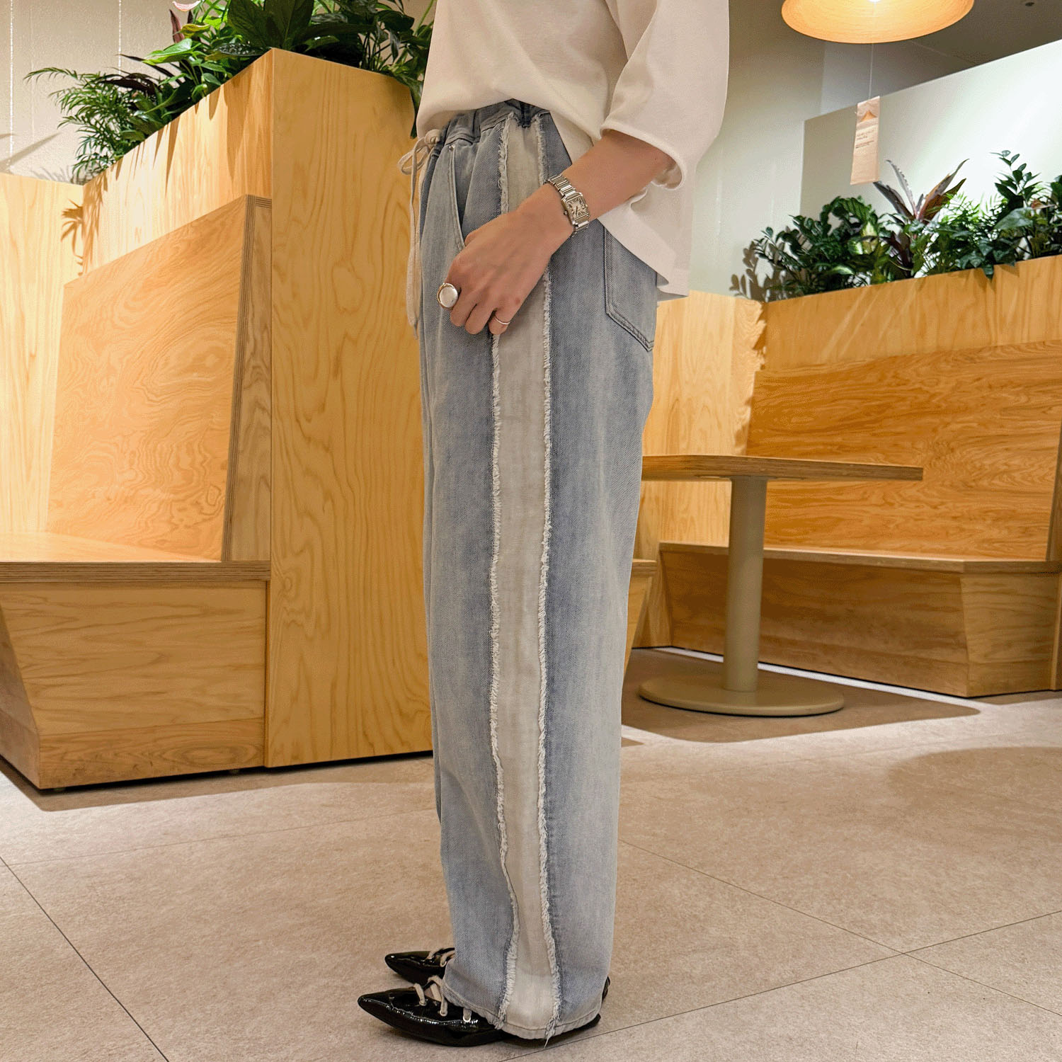 【Insta Live】CAMEL ROAD サイドカット配色カーブイージーパンツ - 画像4