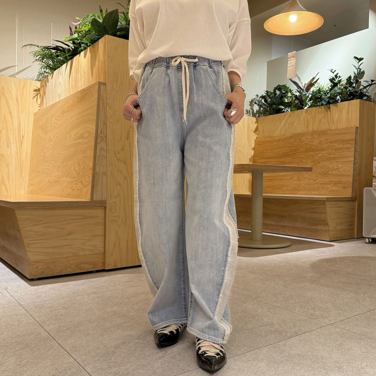 【Insta Live】CAMEL ROAD サイドカット配色カーブイージーパンツ - 画像7