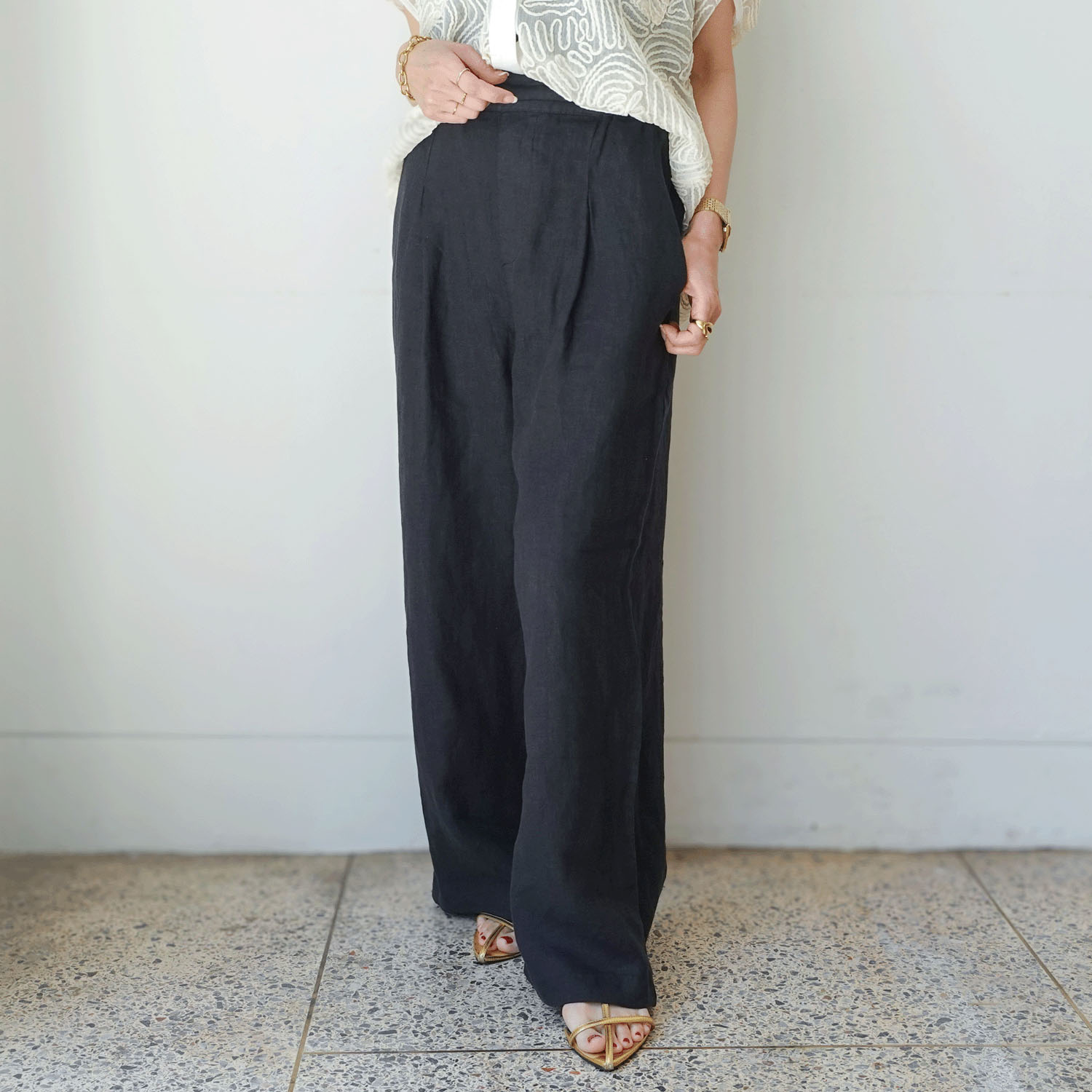 JEUNE ET JOYEUX フレンチリネンワイドパンツ 73丈 - 画像4
