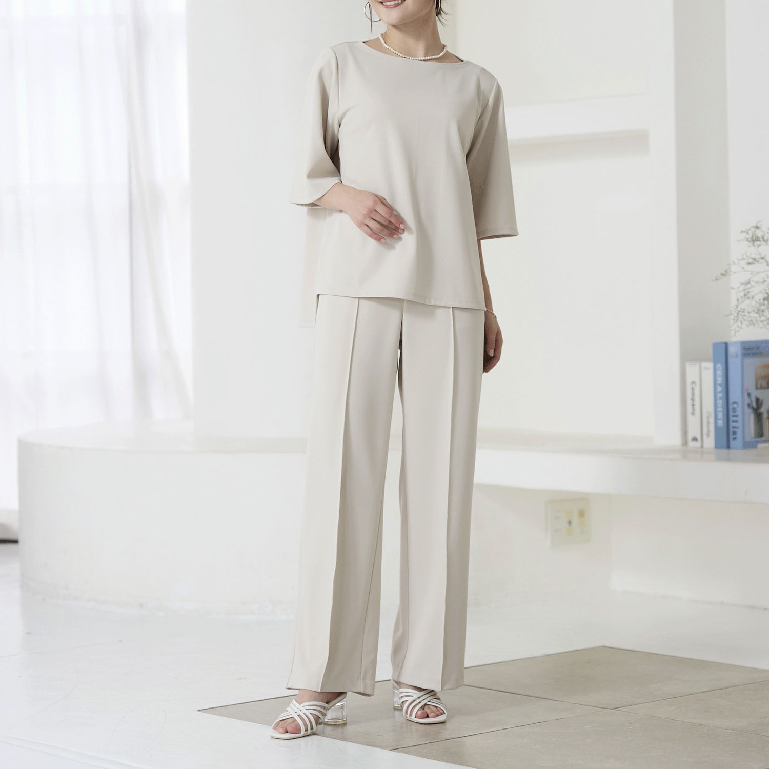 TAKUMIBA ジョーゼットニットフレアプルオーバー - 画像3