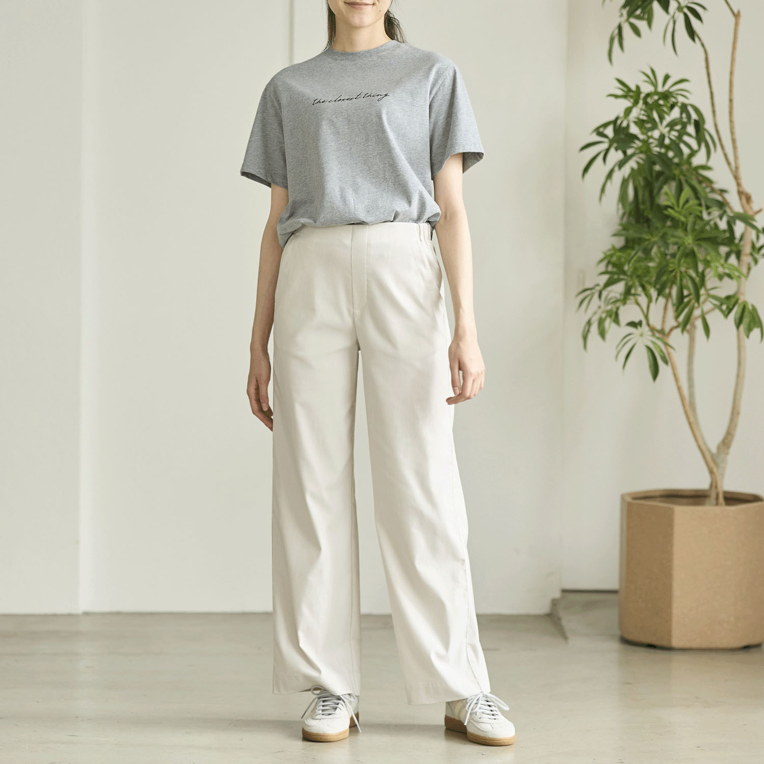 reginetta ストライプストレッチ・ワイドパンツ